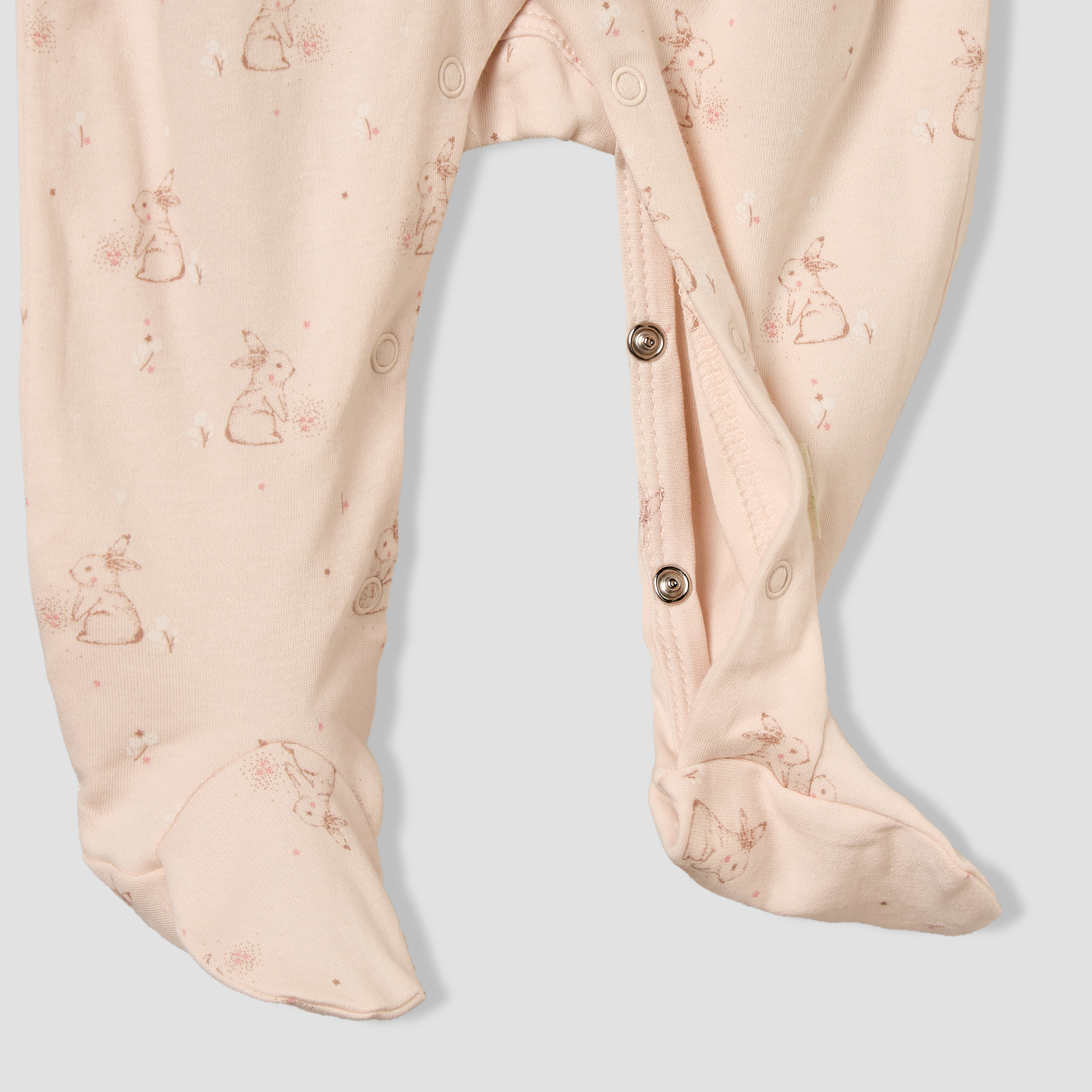 Juniors Cotton Collared Long Sleeves Sleepsuit with Bunny Print-baby-girls-clothing-nightwear-sleepsuits-image-4