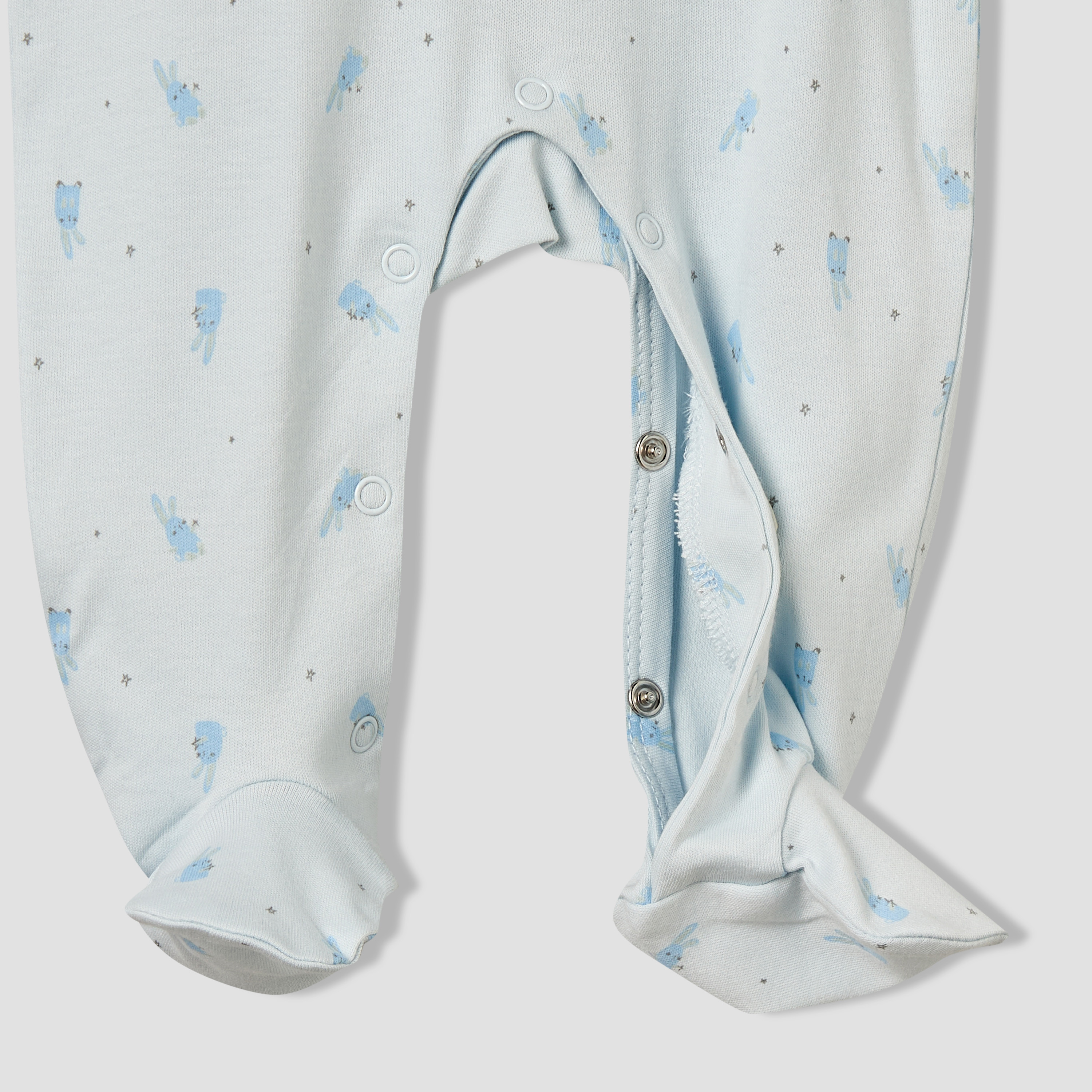 Juniors Cotton Collared Long Sleeves Sleepsuit with Bunny Print-baby-boys-clothing-nightwear-sleepsuits-image-4