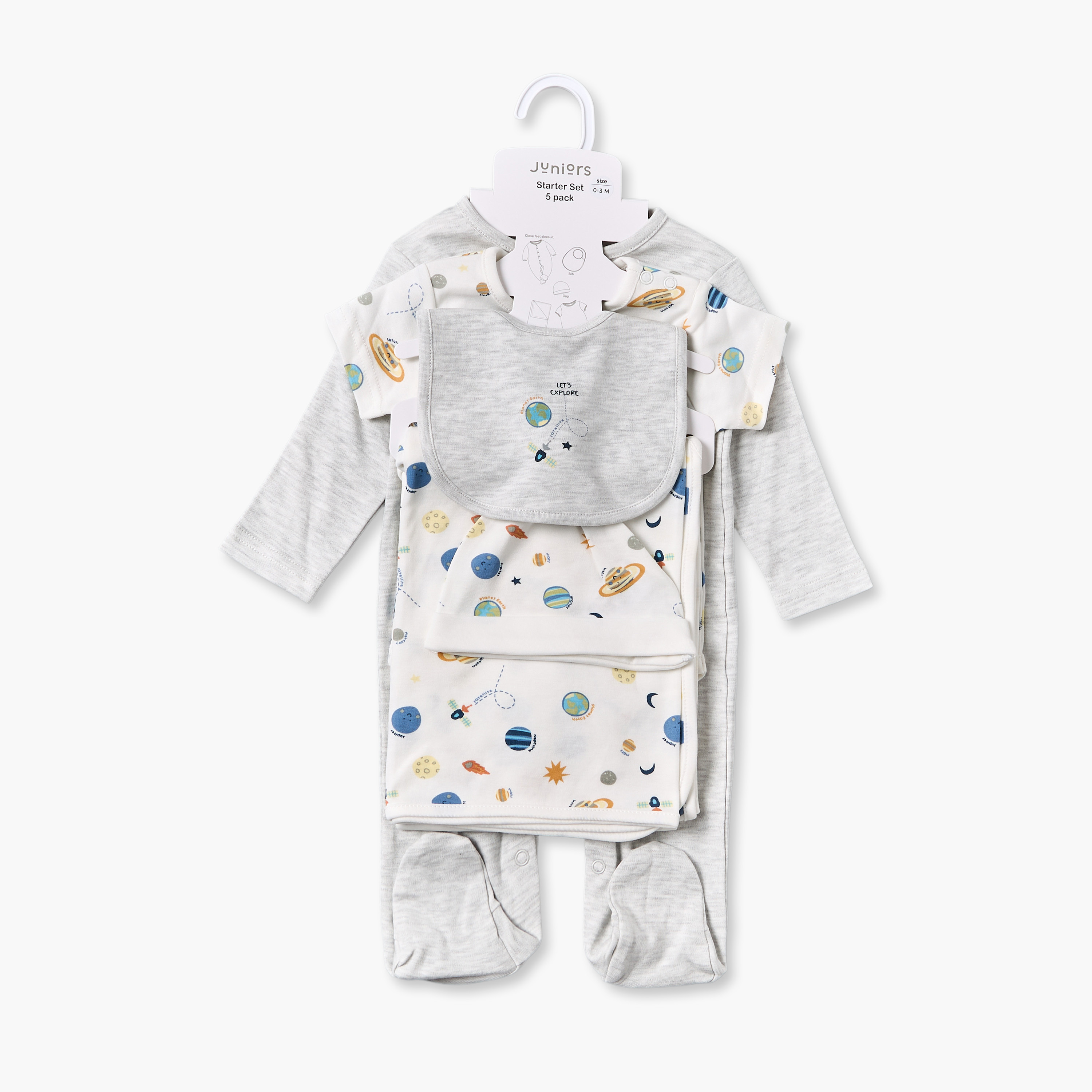 طقم هدايا ملابس بطبعات فضاء من جونيورز - 5 قطع-baby-boys-clothing-setsandcoords-image-1