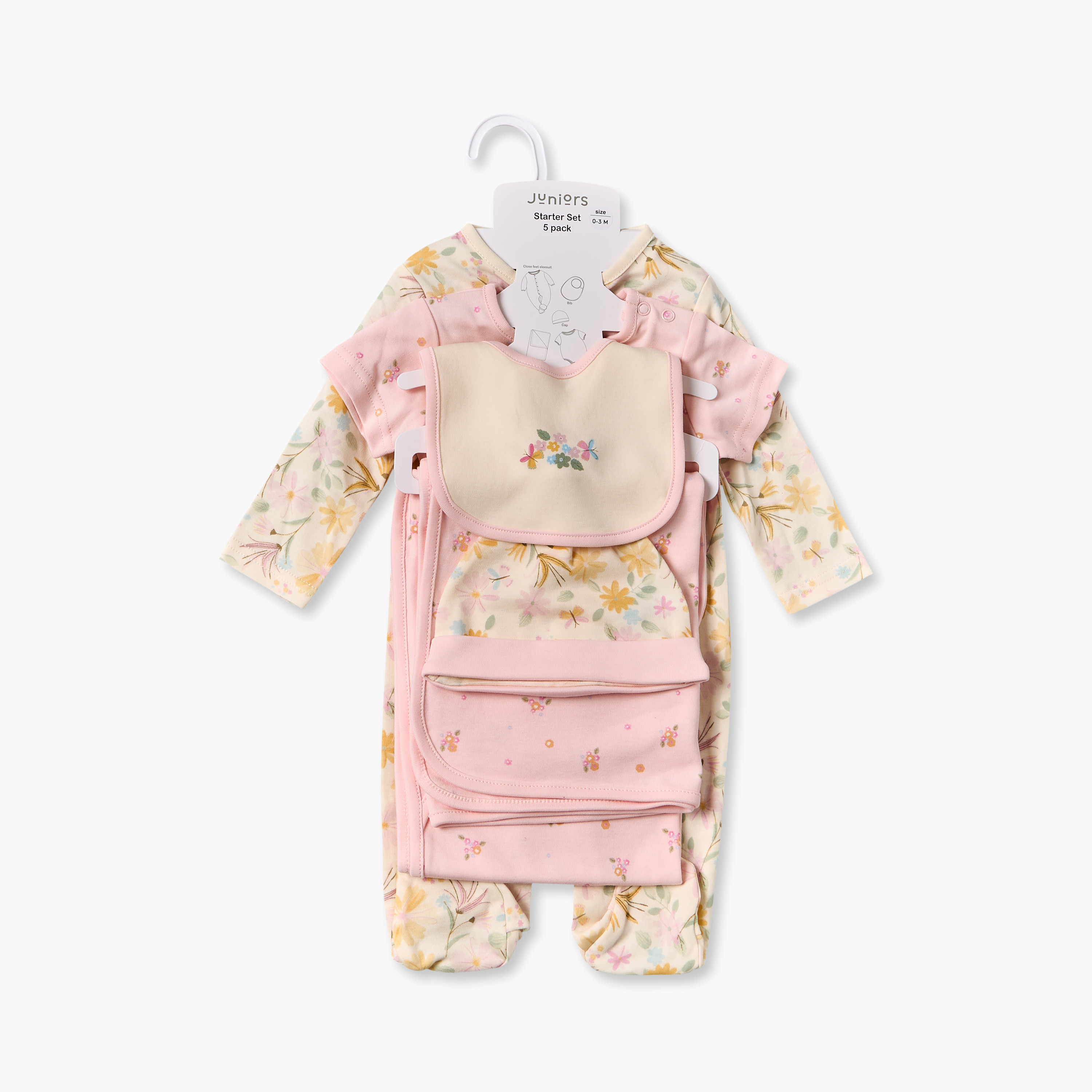 Set of 5 Juniors Clothing Gift Set with Floral Print-baby-girls-clothing-setsandcoords-image-1