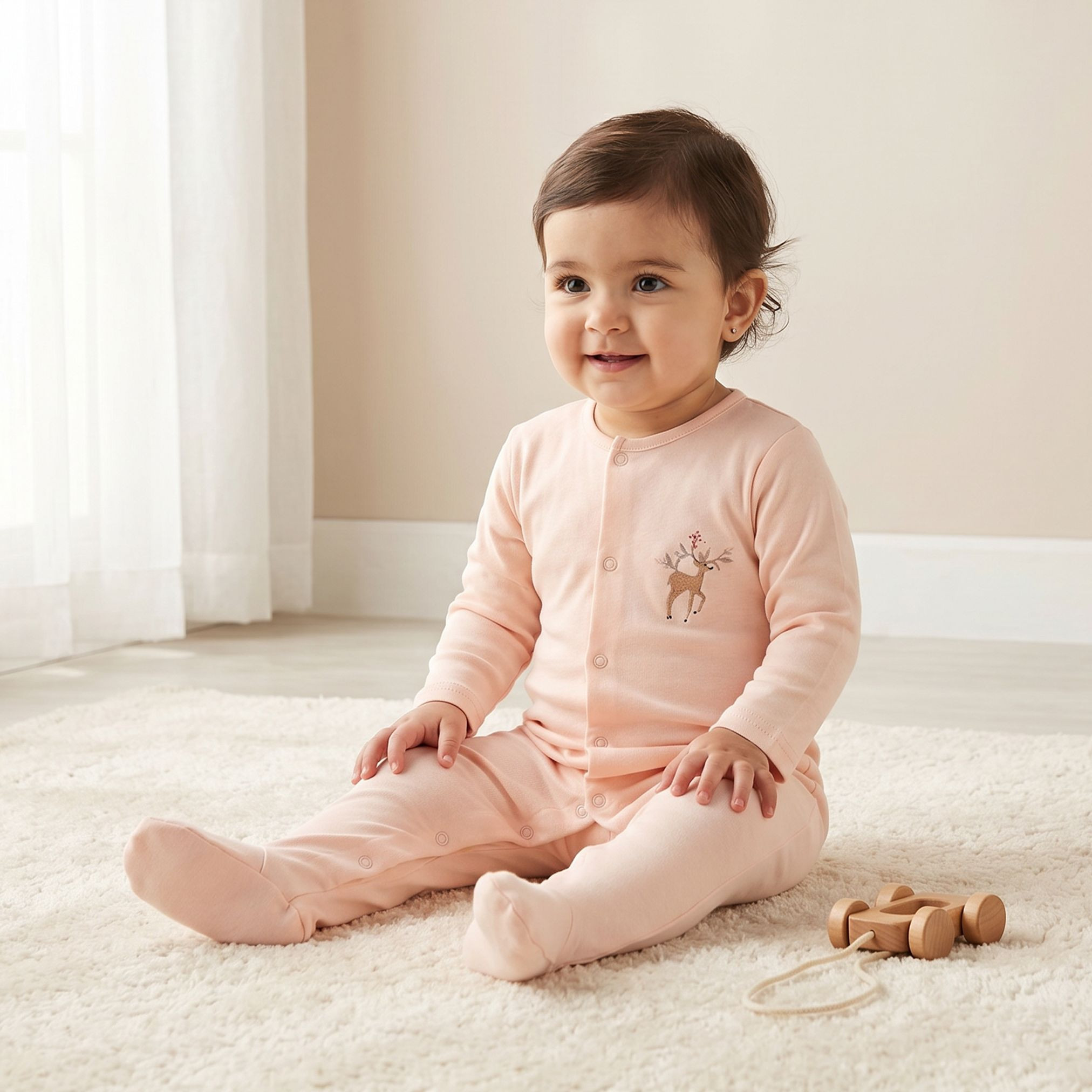 طقم بدلة نوم برقبة ضيقة وأكمام طويلة وطبعات 3 قطع من جونيورز-baby-girls-clothing-nightwear-sleepsuits-image-2