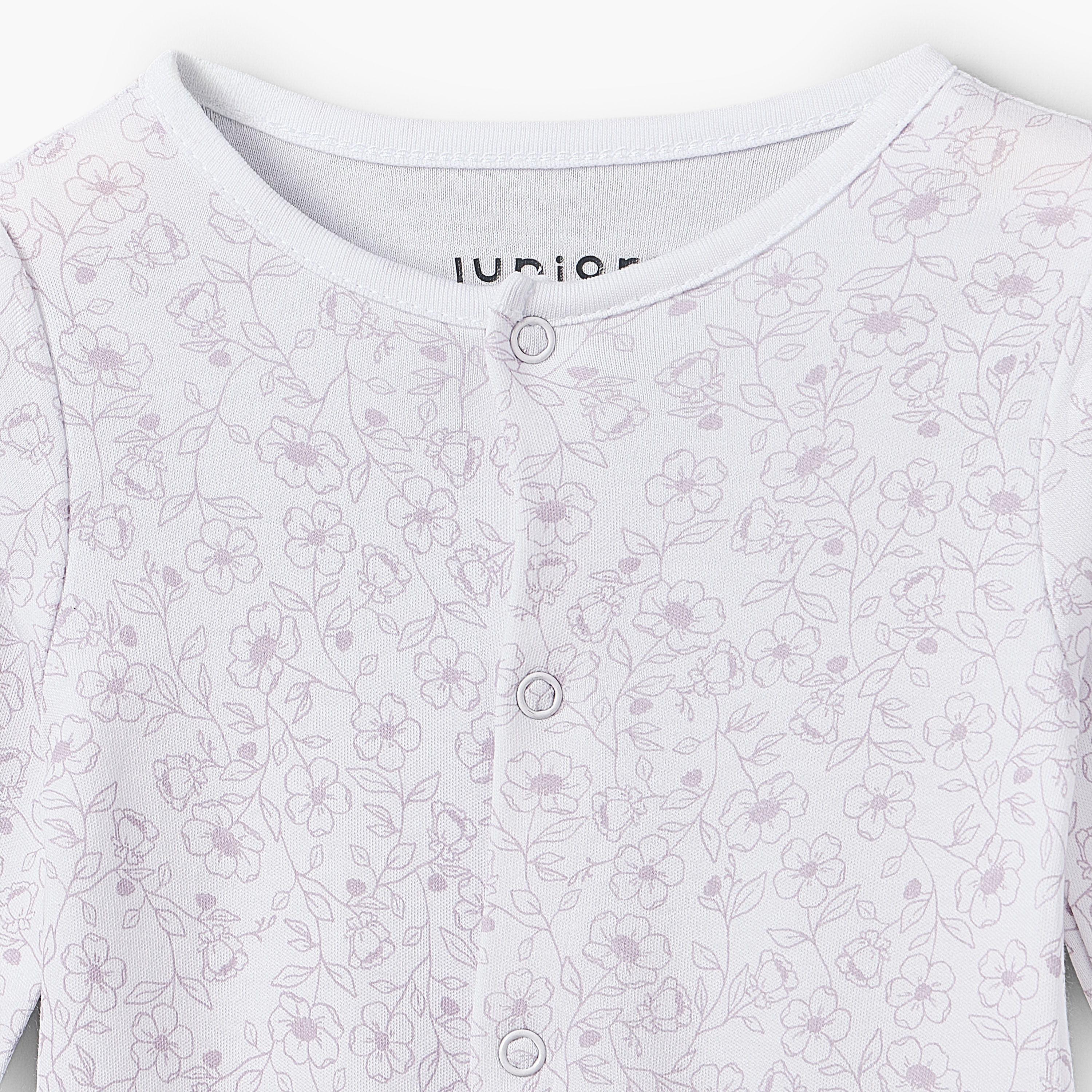بدلة نوم قطن خيزران بأكمام طويلة وياقة مستديرة وطبعات من جونيورز - عبوة من 3 قطع-baby-girls-clothing-nightwear-sleepsuits-image-6