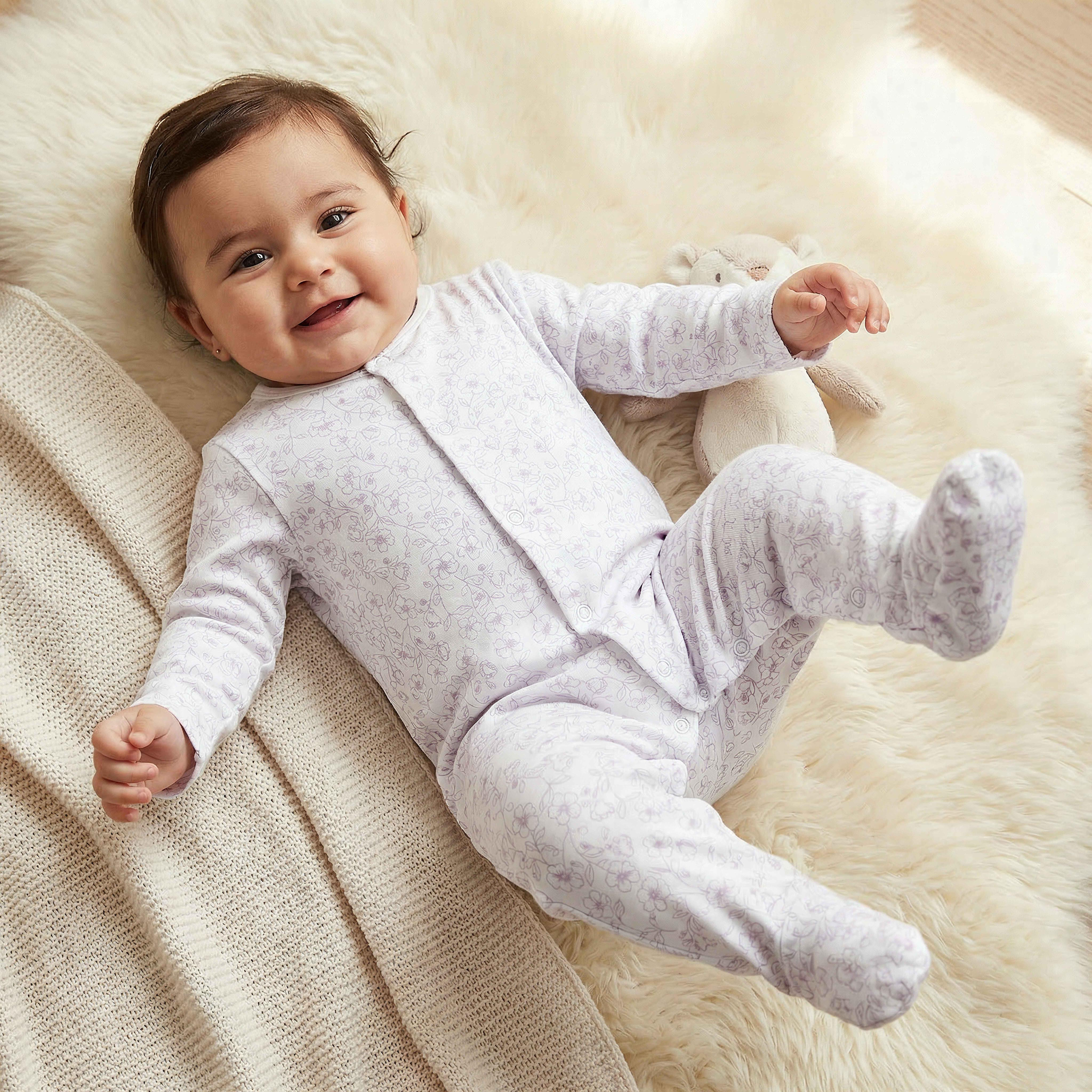 بدلة نوم قطن خيزران بأكمام طويلة وياقة مستديرة وطبعات من جونيورز - عبوة من 3 قطع-baby-girls-clothing-nightwear-sleepsuits-image-2