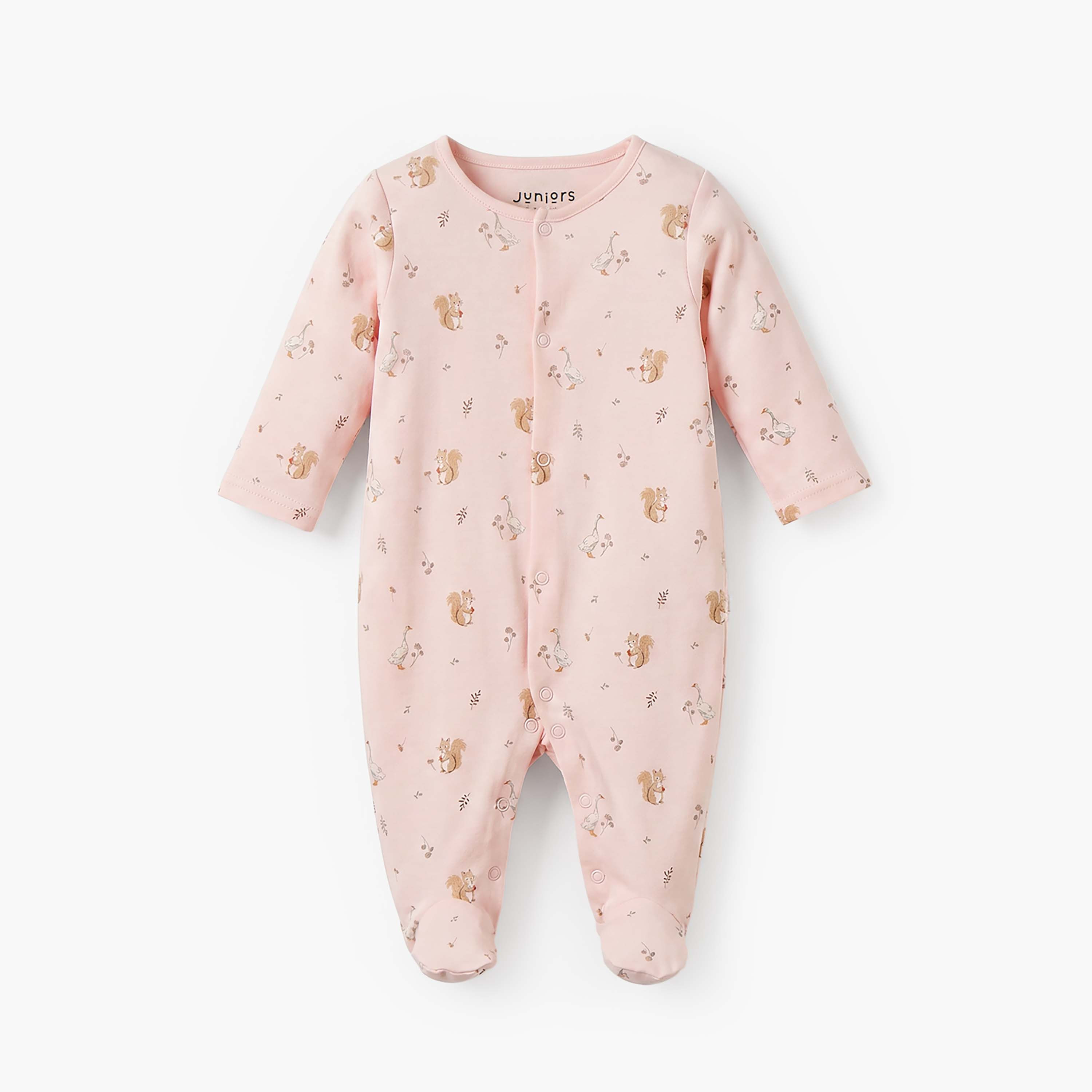 بدلة نوم قطن برقبة ضيقة وأكمام طويلة وطبعات من جونيورز - عبوة من 3 قطع-baby-girls-clothing-nightwear-sleepsuits-image-5
