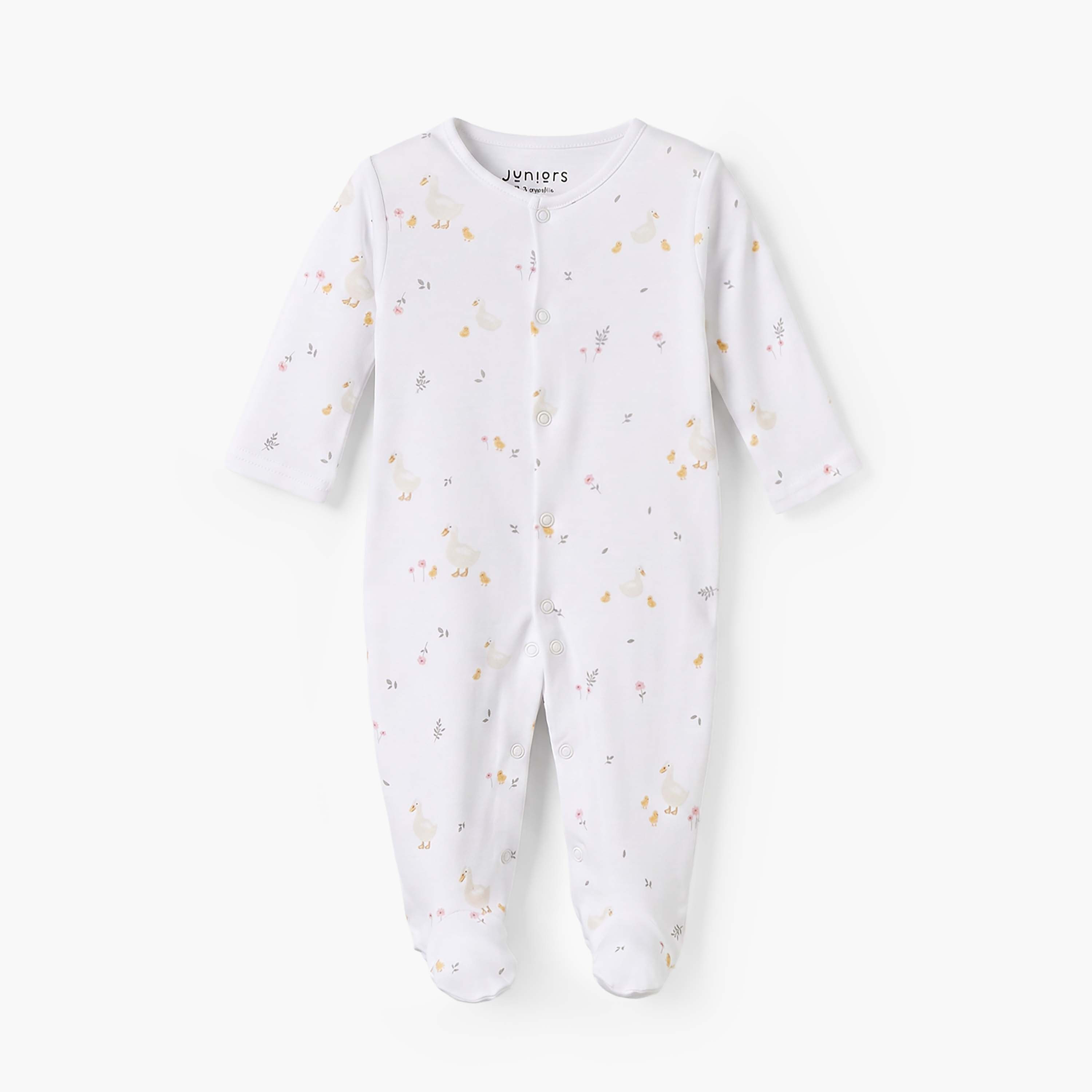 بدلة نوم قطن برقبة ضيقة وأكمام طويلة وطبعات من جونيورز - عبوة من 3 قطع-baby-girls-clothing-nightwear-sleepsuits-image-6