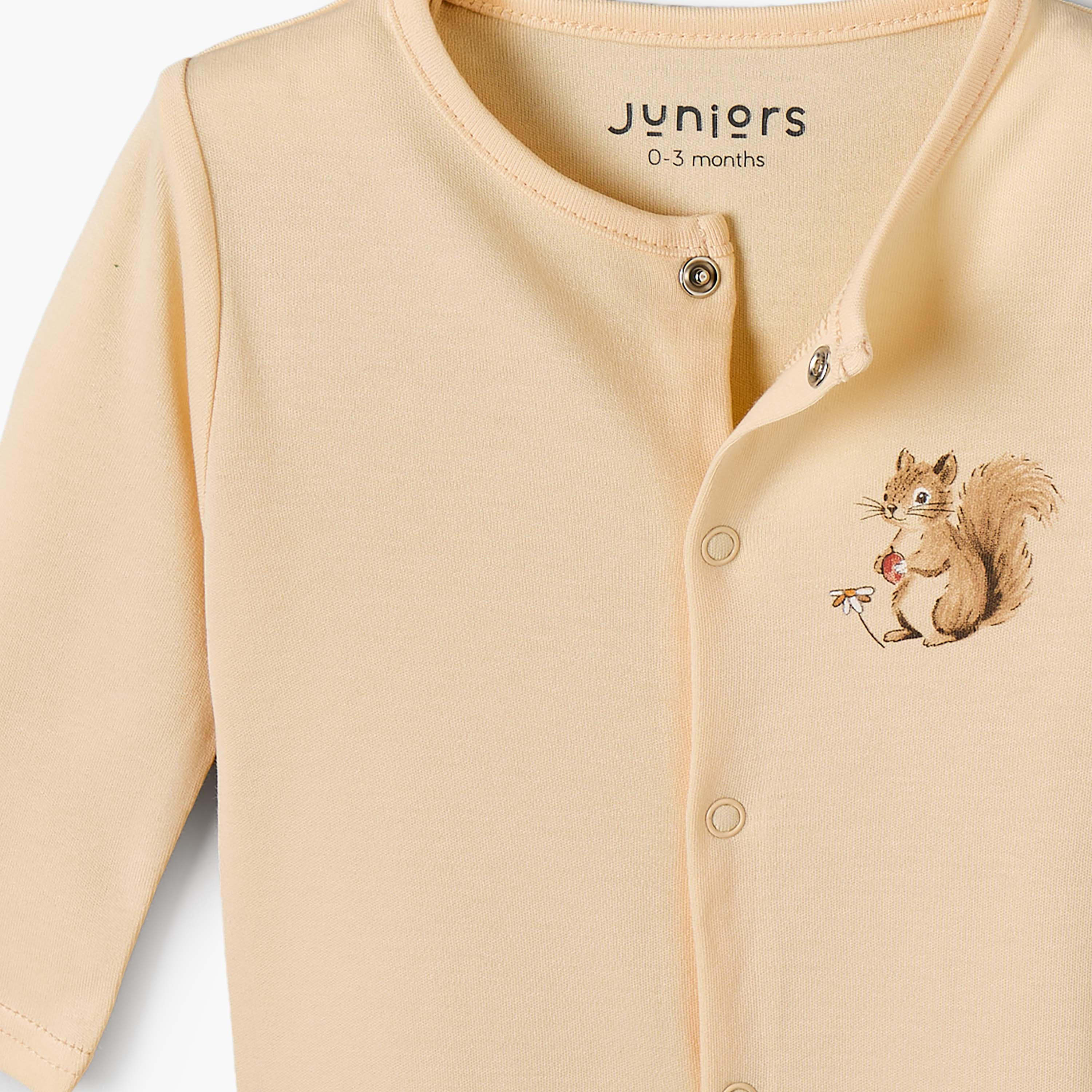 بدلة نوم قطن برقبة ضيقة وأكمام طويلة وطبعات من جونيورز - عبوة من 3 قطع-baby-girls-clothing-nightwear-sleepsuits-image-7