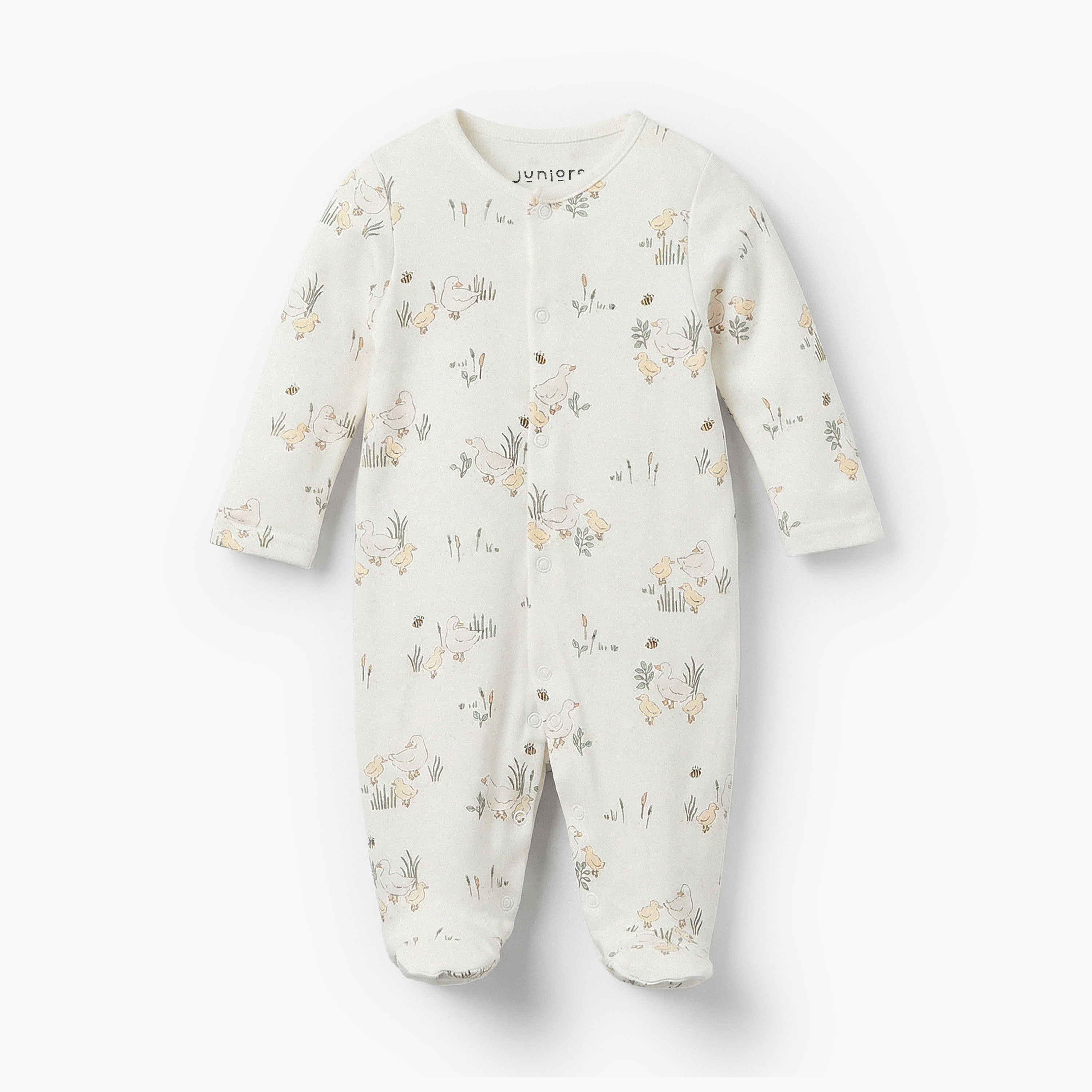 Pack of 3 Juniors Bamboo Cotton Round Neck Long Sleeves Sleepsuit with Duck Print-baby-girls-clothing-nightwear-sleepsuits-image-3