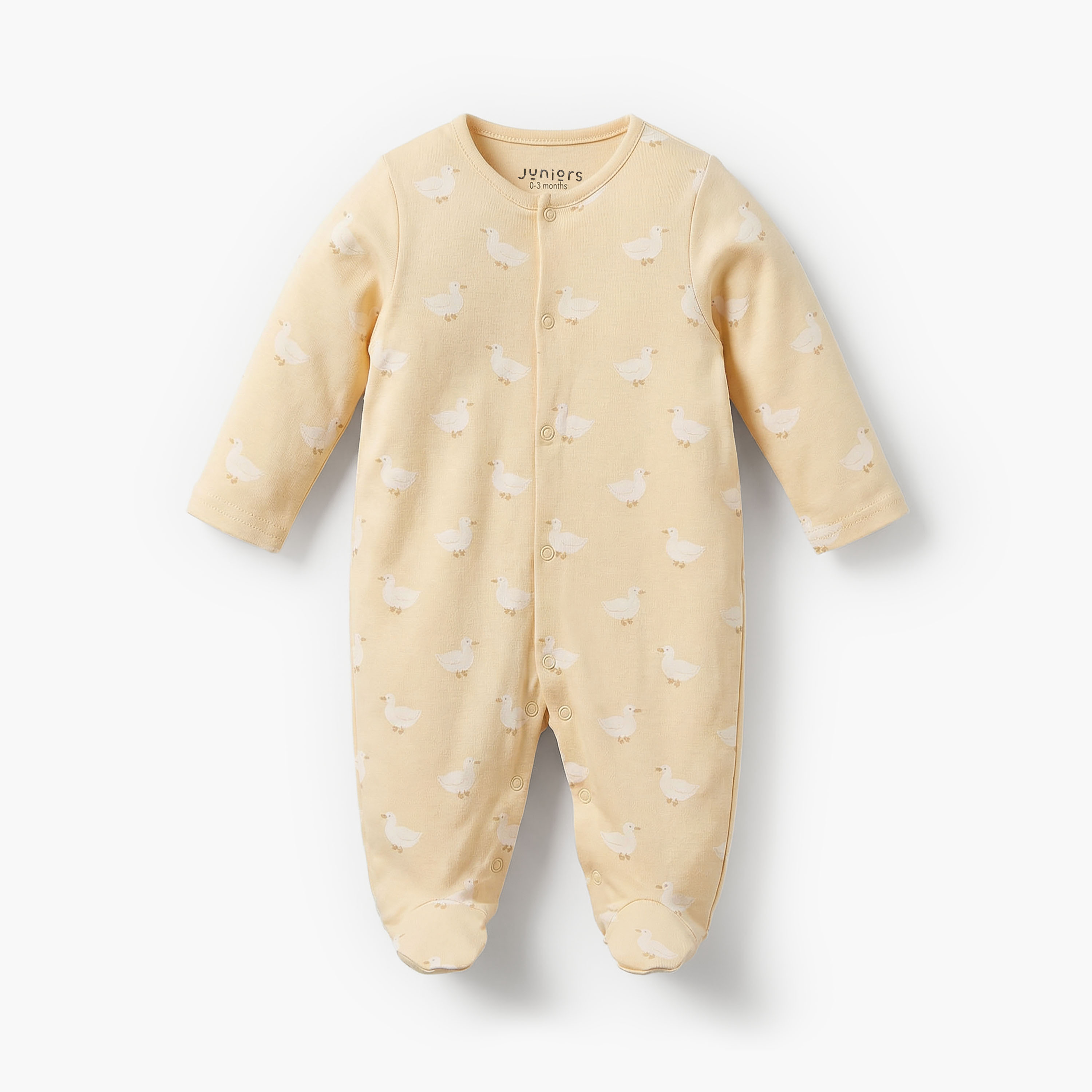 Pack of 3 Juniors Bamboo Cotton Round Neck Long Sleeves Sleepsuit with Duck Print-baby-girls-clothing-nightwear-sleepsuits-image-4