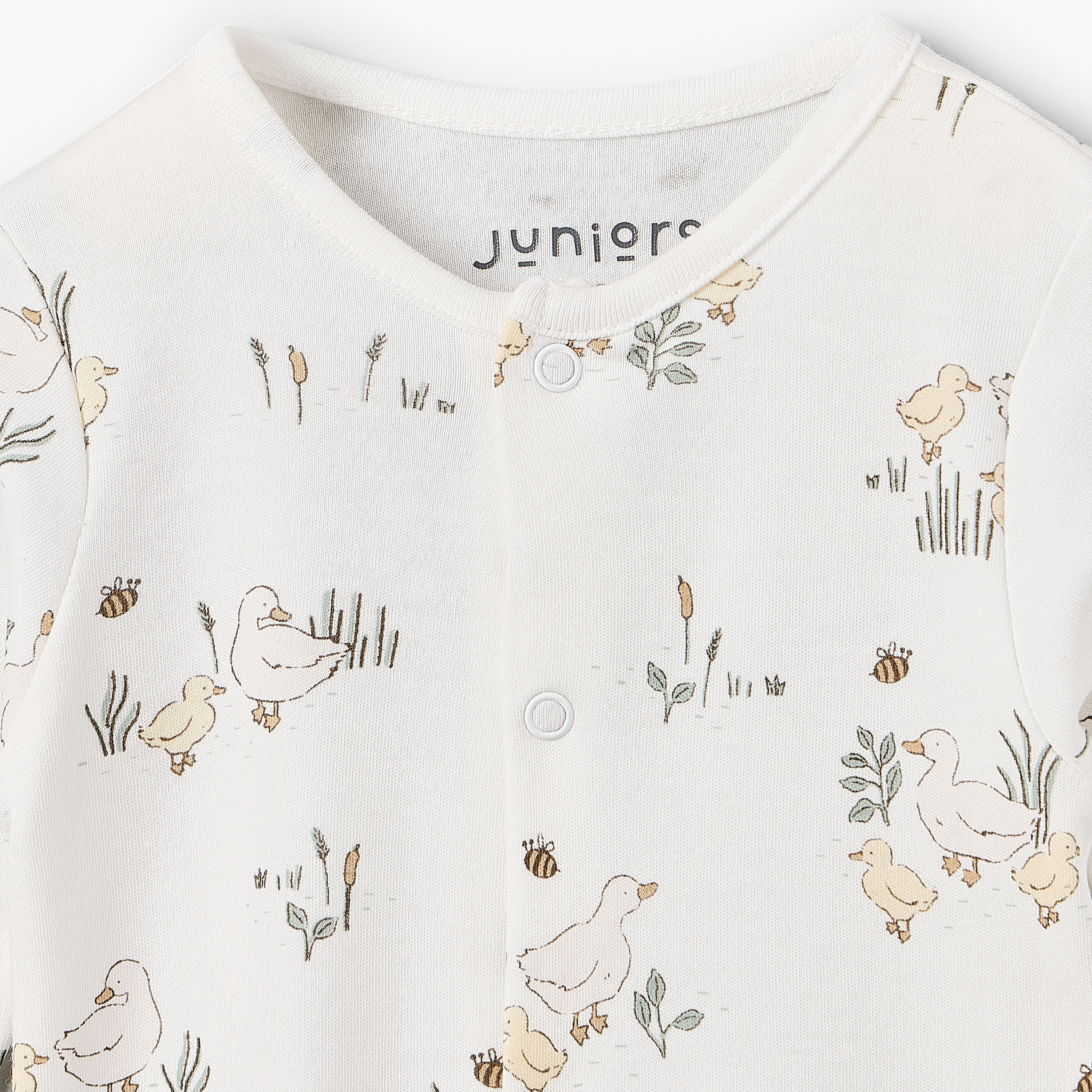 Pack of 3 Juniors Bamboo Cotton Round Neck Long Sleeves Sleepsuit with Duck Print-baby-girls-clothing-nightwear-sleepsuits-image-6