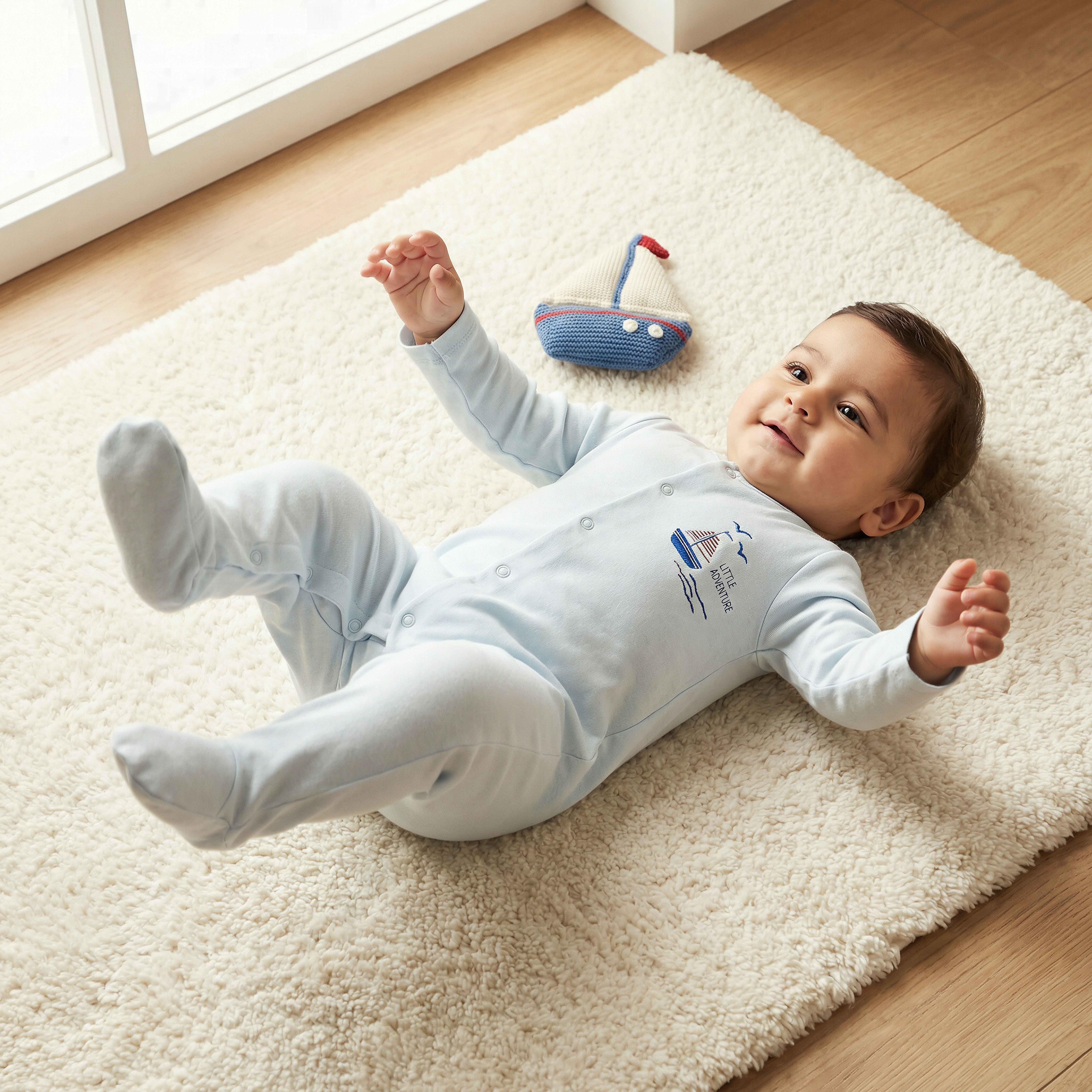 Pack of 3 Juniors Bamboo Round Neck Long Sleeves Sleepsuit with Nautical Print-baby-boys-clothing-nightwear-sleepsuits-image-2