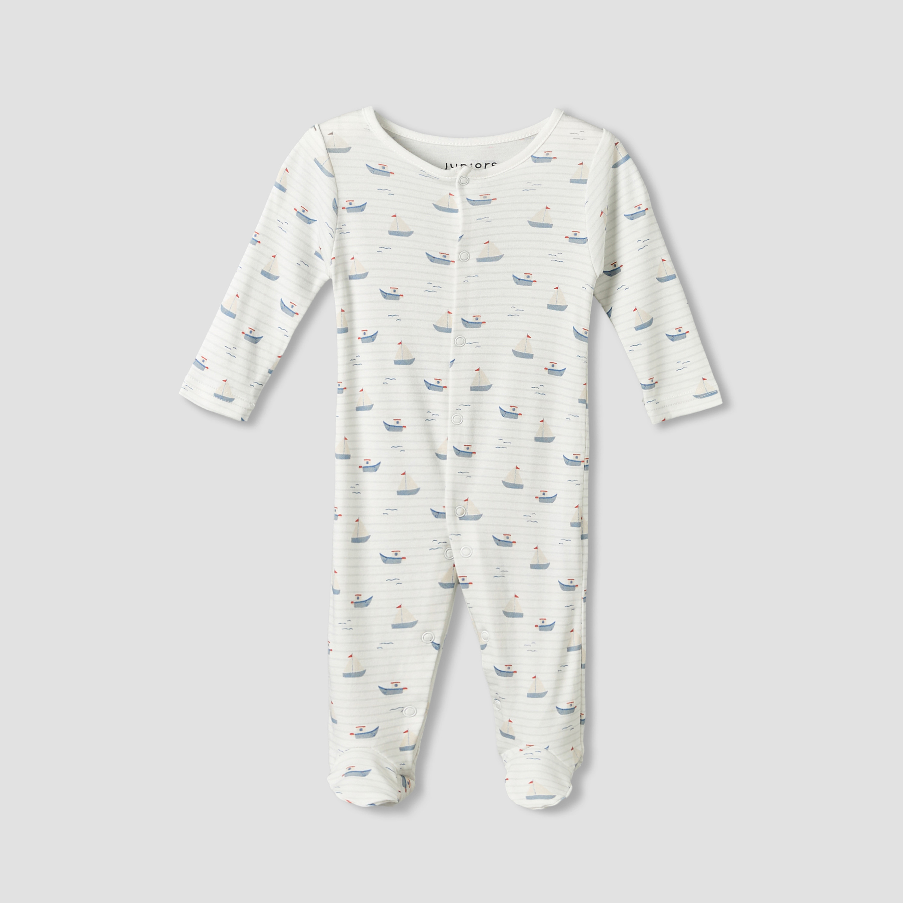 بدلة نوم بياقة مستديرة وأكمام طويلة وطبعات من جونيورز - طقم من 3 قطع-baby-boys-clothing-nightwear-sleepsuits-image-6