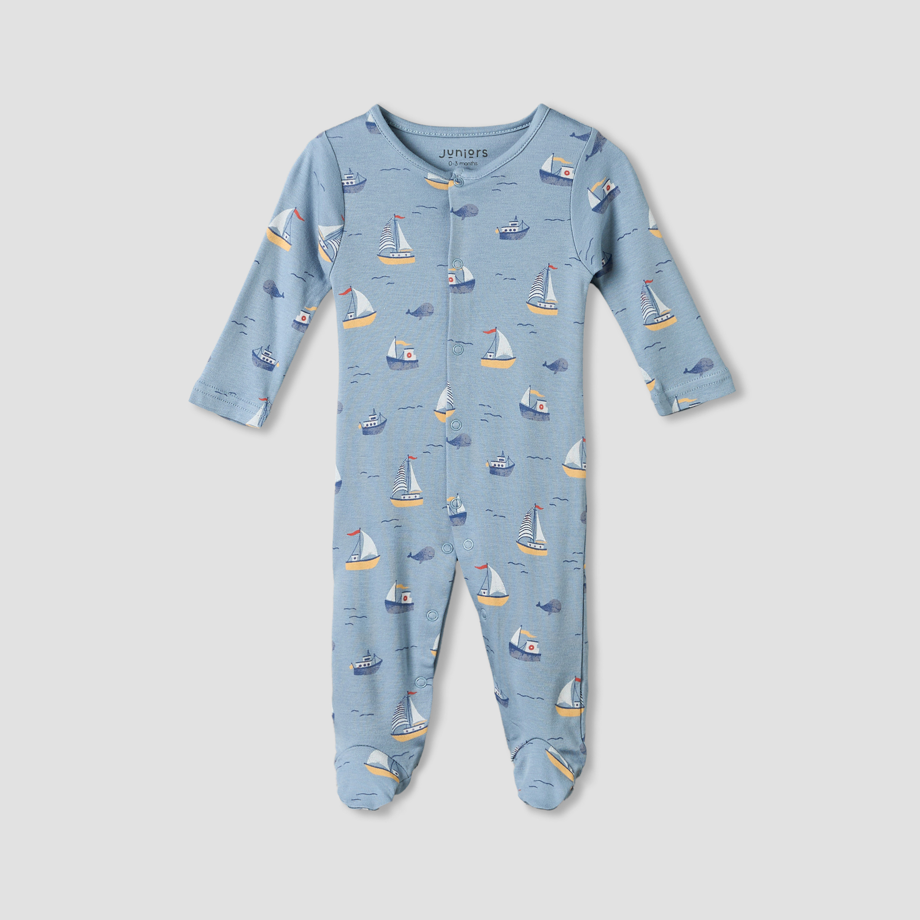 بدلة نوم بياقة مستديرة وأكمام طويلة وطبعات من جونيورز - طقم من 3 قطع-baby-boys-clothing-nightwear-sleepsuits-image-7