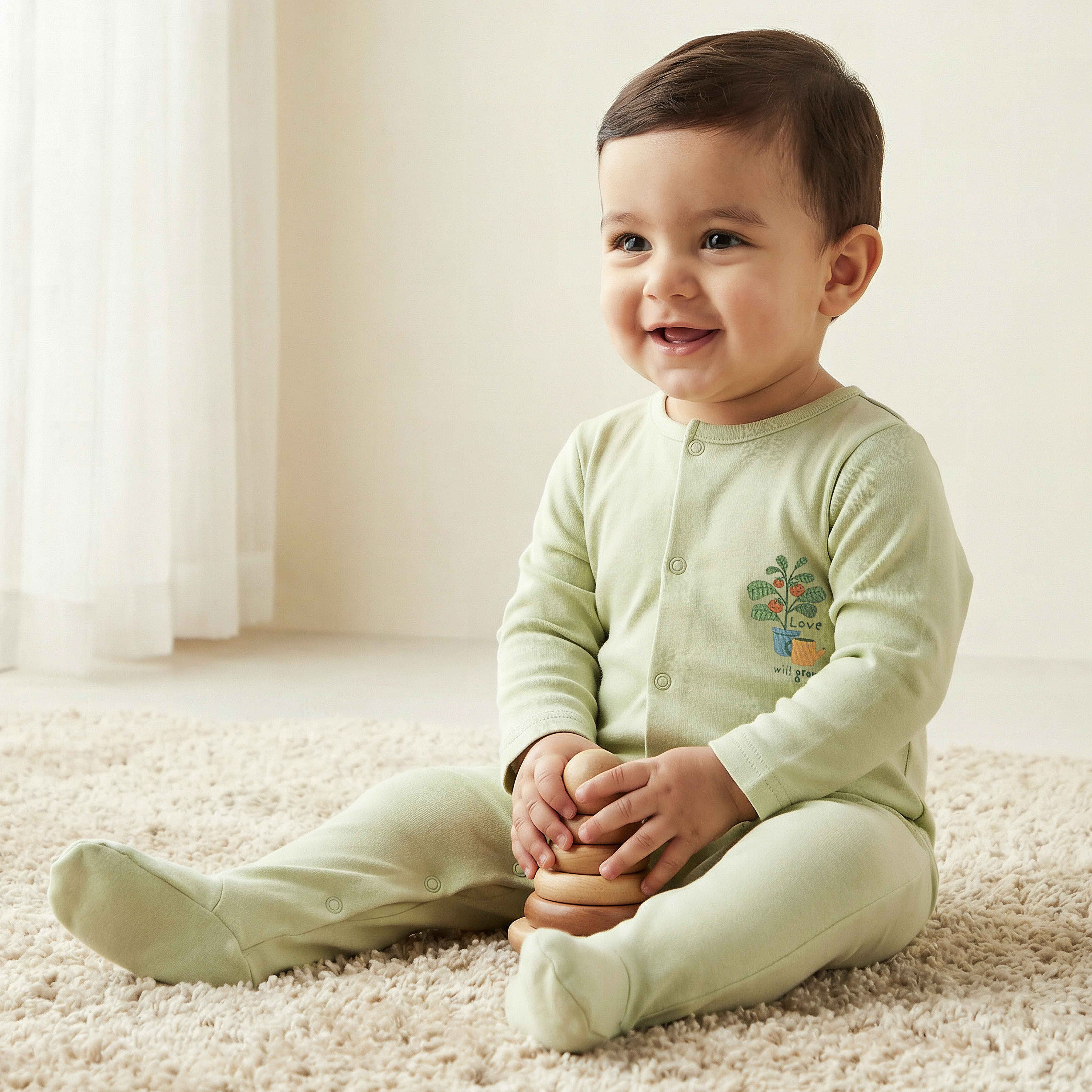 بدلة نوم خيزران بأكمام طويلة وياقة مستديرة وطبعات متنوعة من جونيورز - عبوة من 3 قطع-baby-boys-clothing-nightwear-sleepsuits-image-2