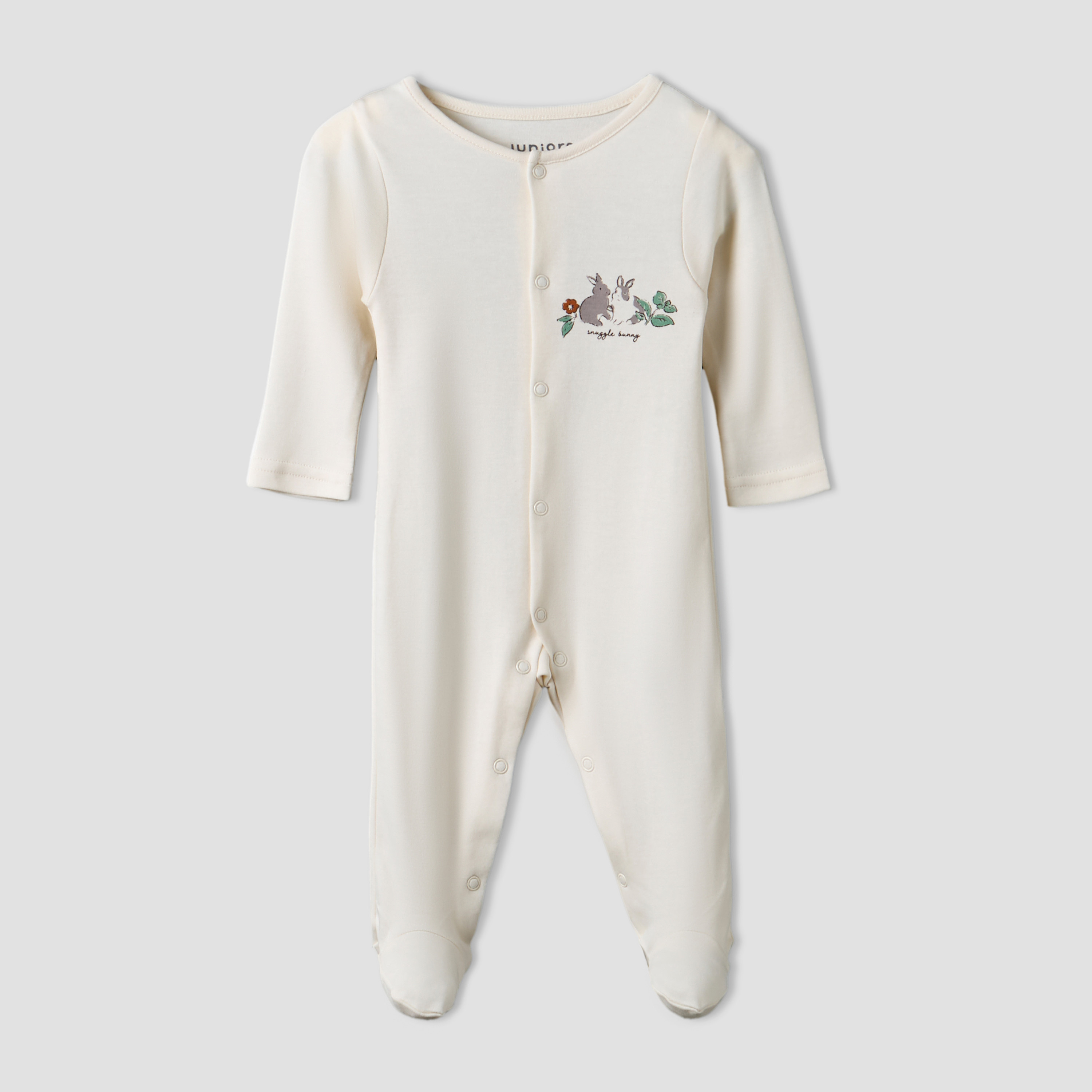 Pack of 3 Juniors Round Neck Long Sleeve Sleepsuit with Bunny Print-baby-girls-clothing-nightwear-sleepsuits-image-7
