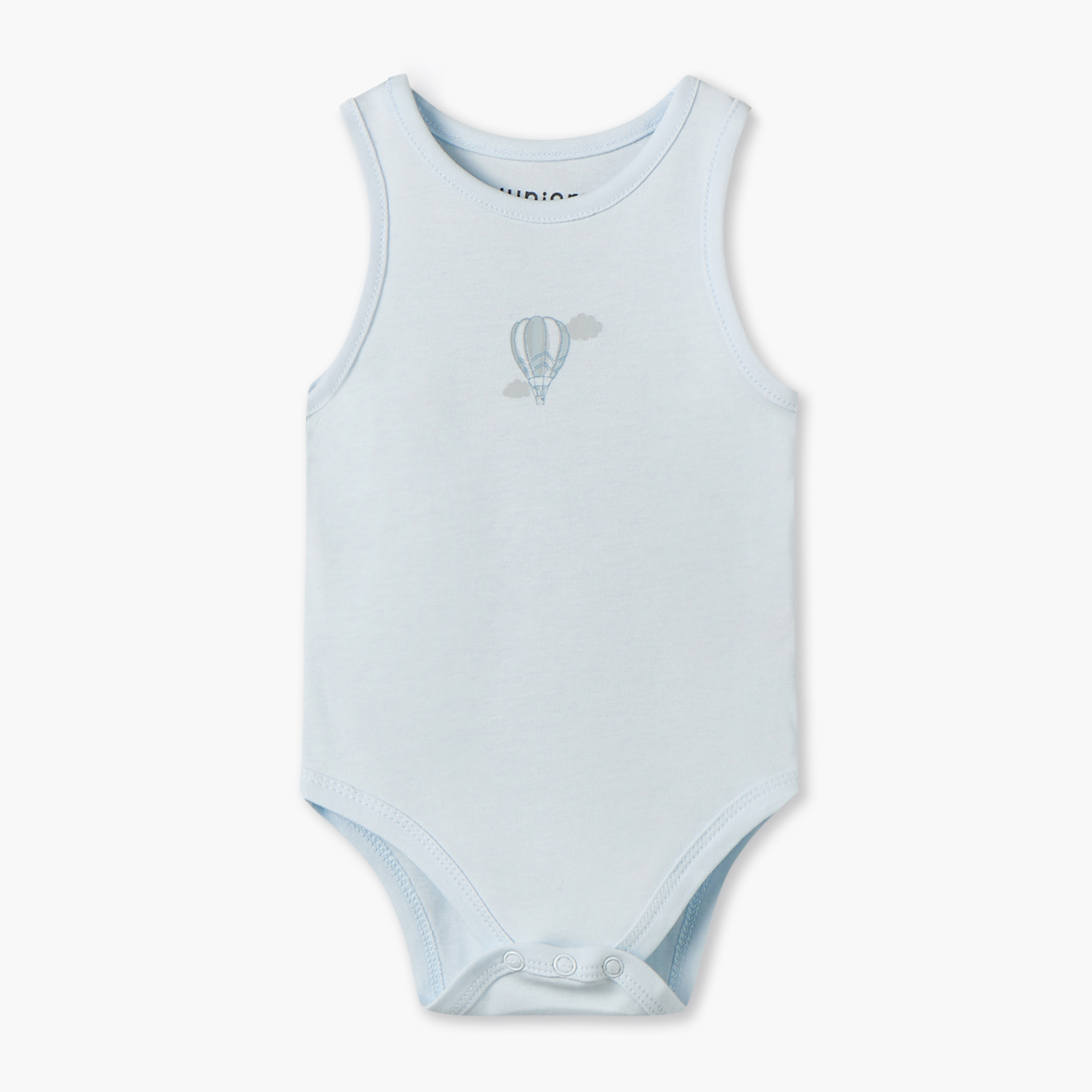Pack of 5 Juniors Crew Neck Sleeveless Bodysuit with Hot Air Balloon Print-baby-boys-clothing-bodysuits-image-3