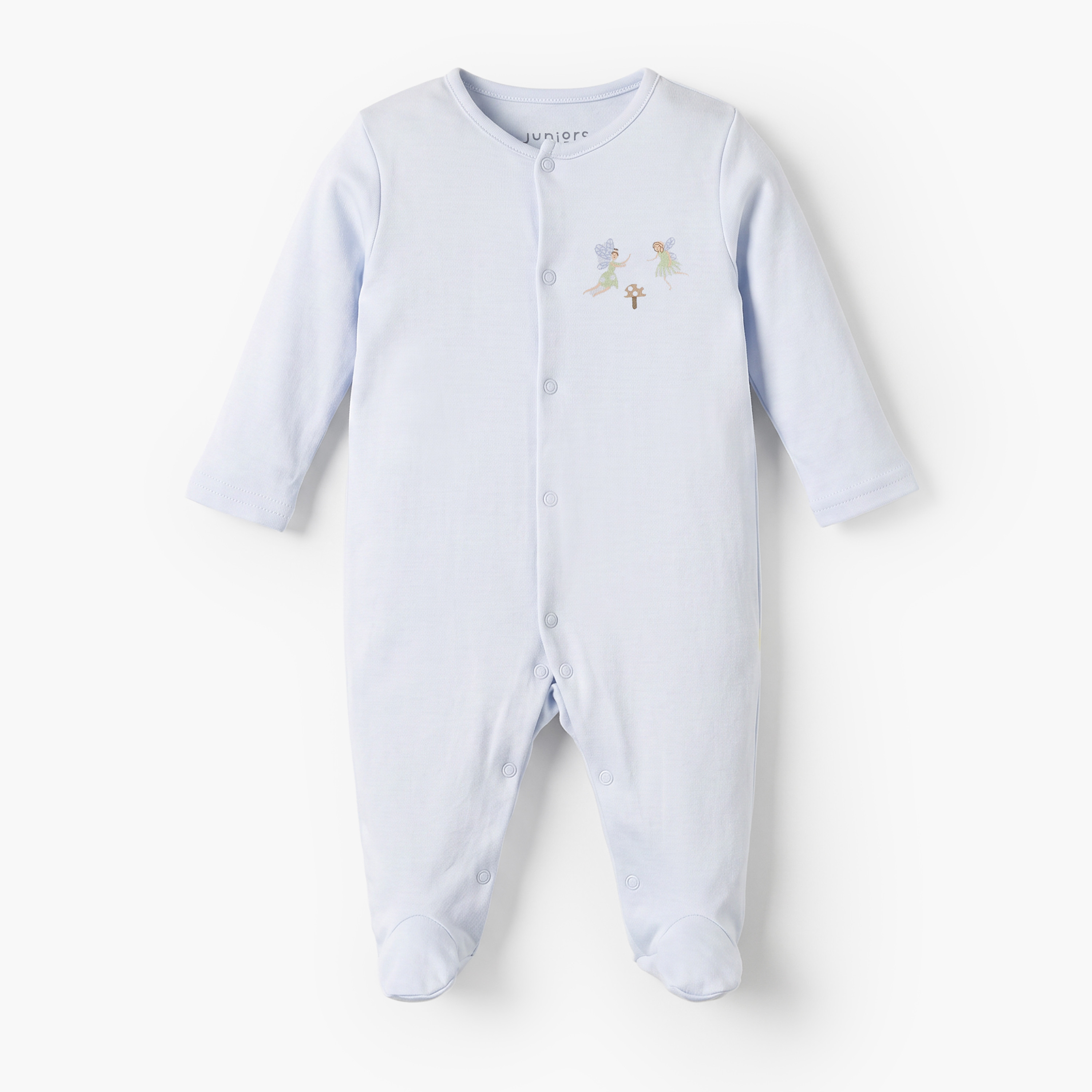 طقم بدل نوم بياقة مستديرة وأكمام طويلة بطبعة فراشات من جونيورز - 5 قطع-baby-girls-clothing-nightwear-sleepsuits-image-3