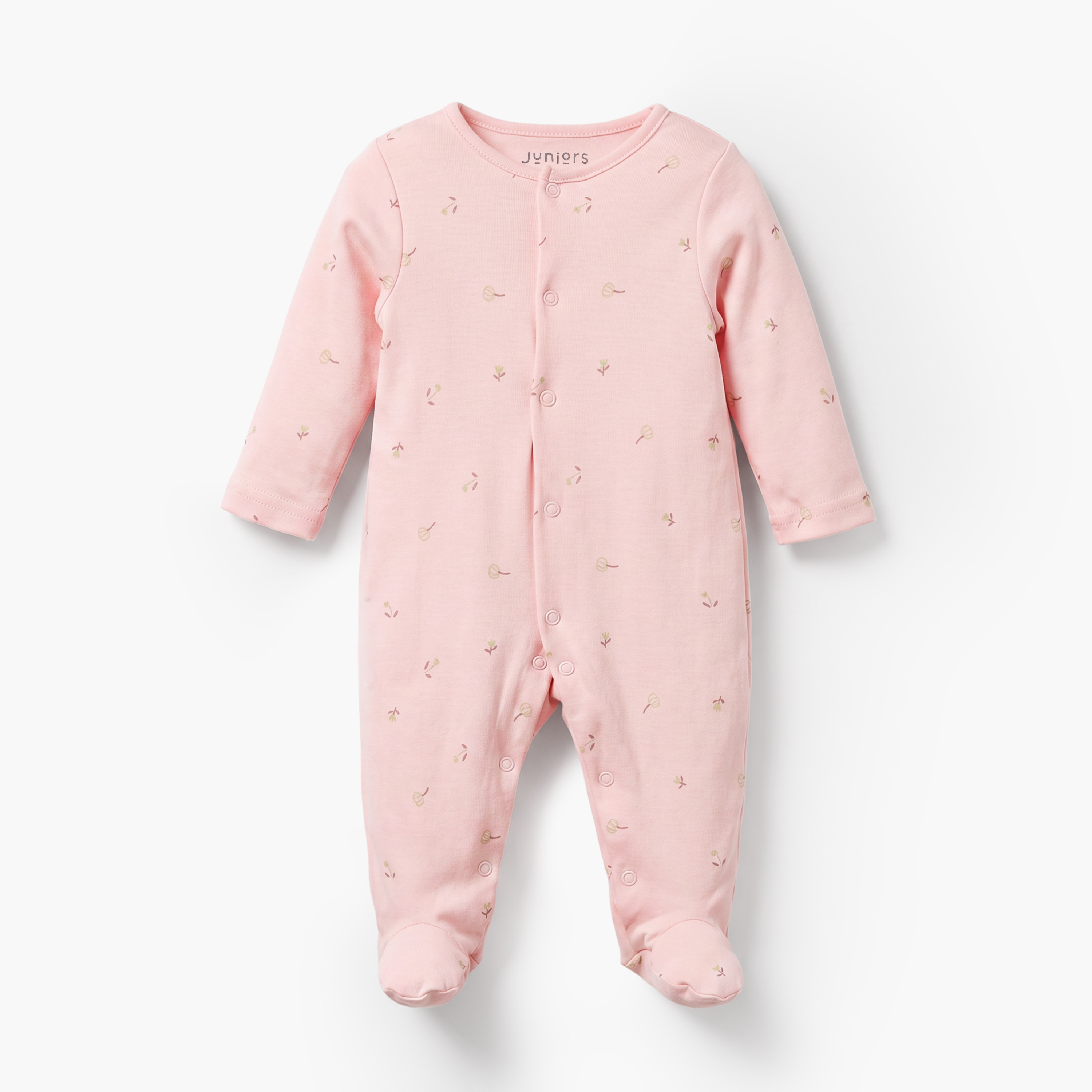 طقم بدل نوم بياقة مستديرة وأكمام طويلة بطبعة فراشات من جونيورز - 5 قطع-baby-girls-clothing-nightwear-sleepsuits-image-5