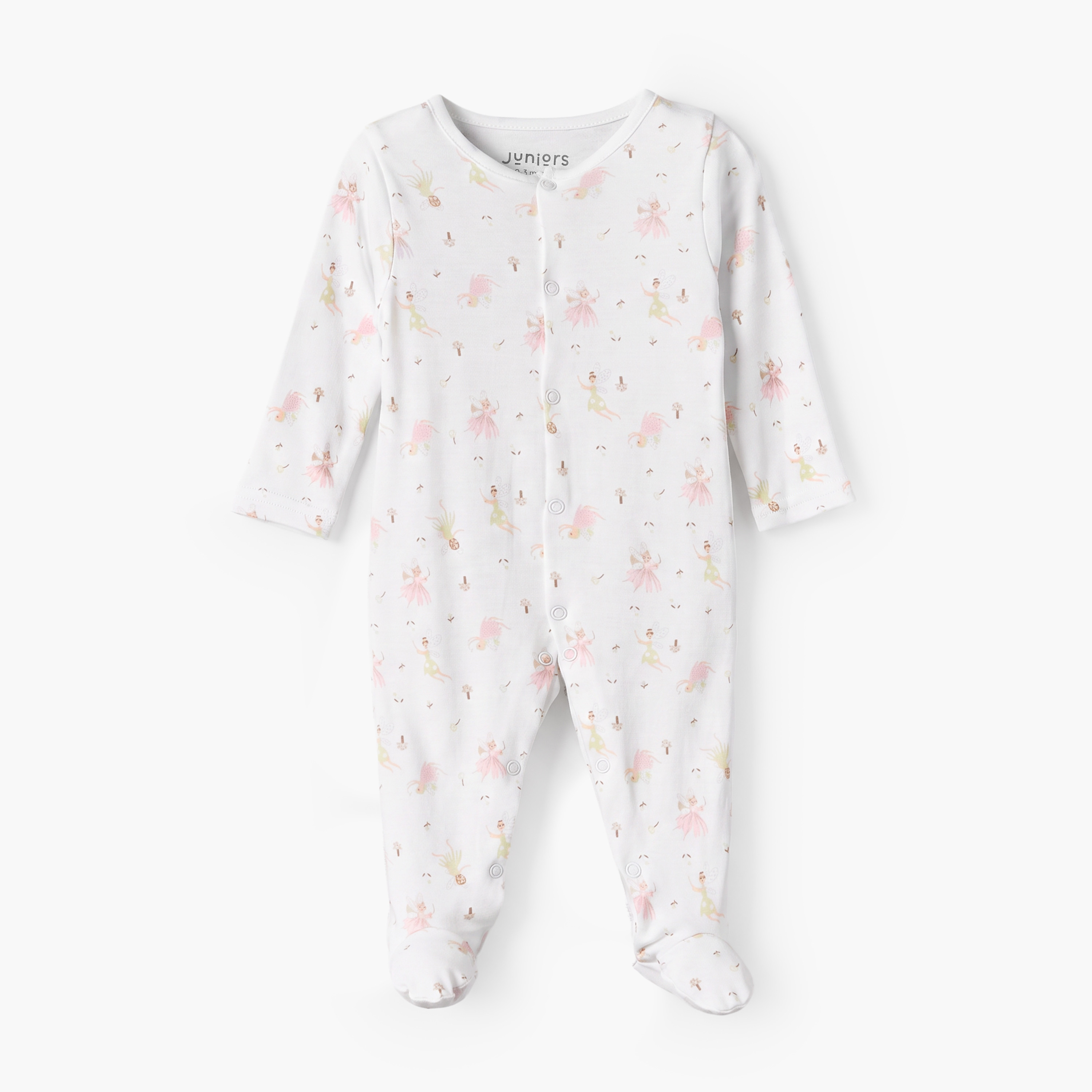 طقم بدل نوم بياقة مستديرة وأكمام طويلة بطبعة فراشات من جونيورز - 5 قطع-baby-girls-clothing-nightwear-sleepsuits-image-6