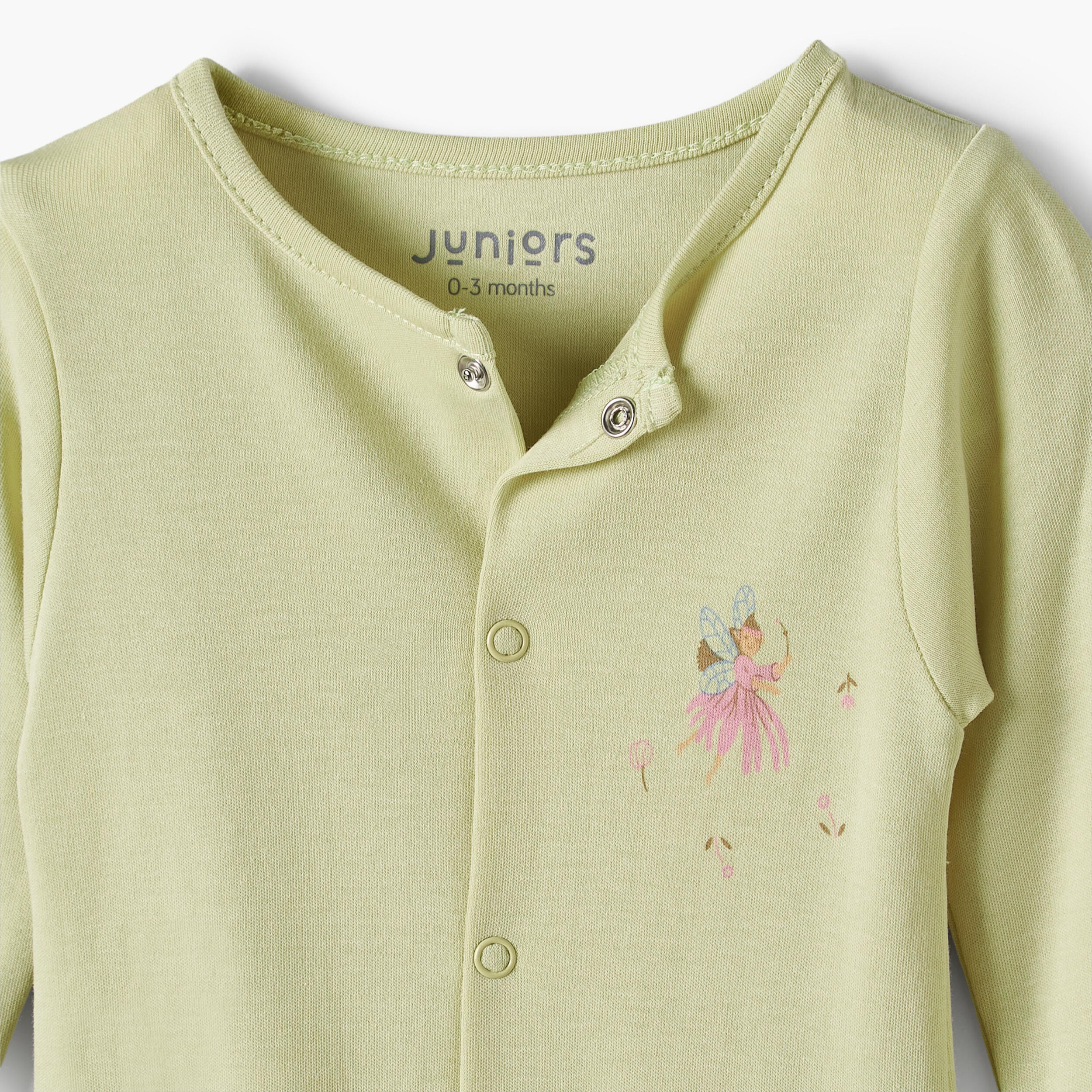 طقم بدل نوم بياقة مستديرة وأكمام طويلة بطبعة فراشات من جونيورز - 5 قطع-baby-girls-clothing-nightwear-sleepsuits-image-9