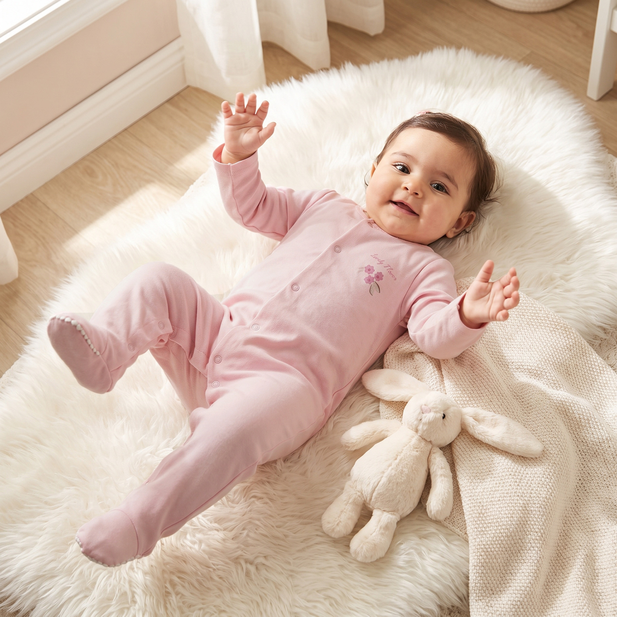 Pack of 5 Juniors Cotton Crew Neck Long Sleeves Sleepsuit with Snap Button Closure-baby-girls-clothing-nightwear-sleepsuits-image-2