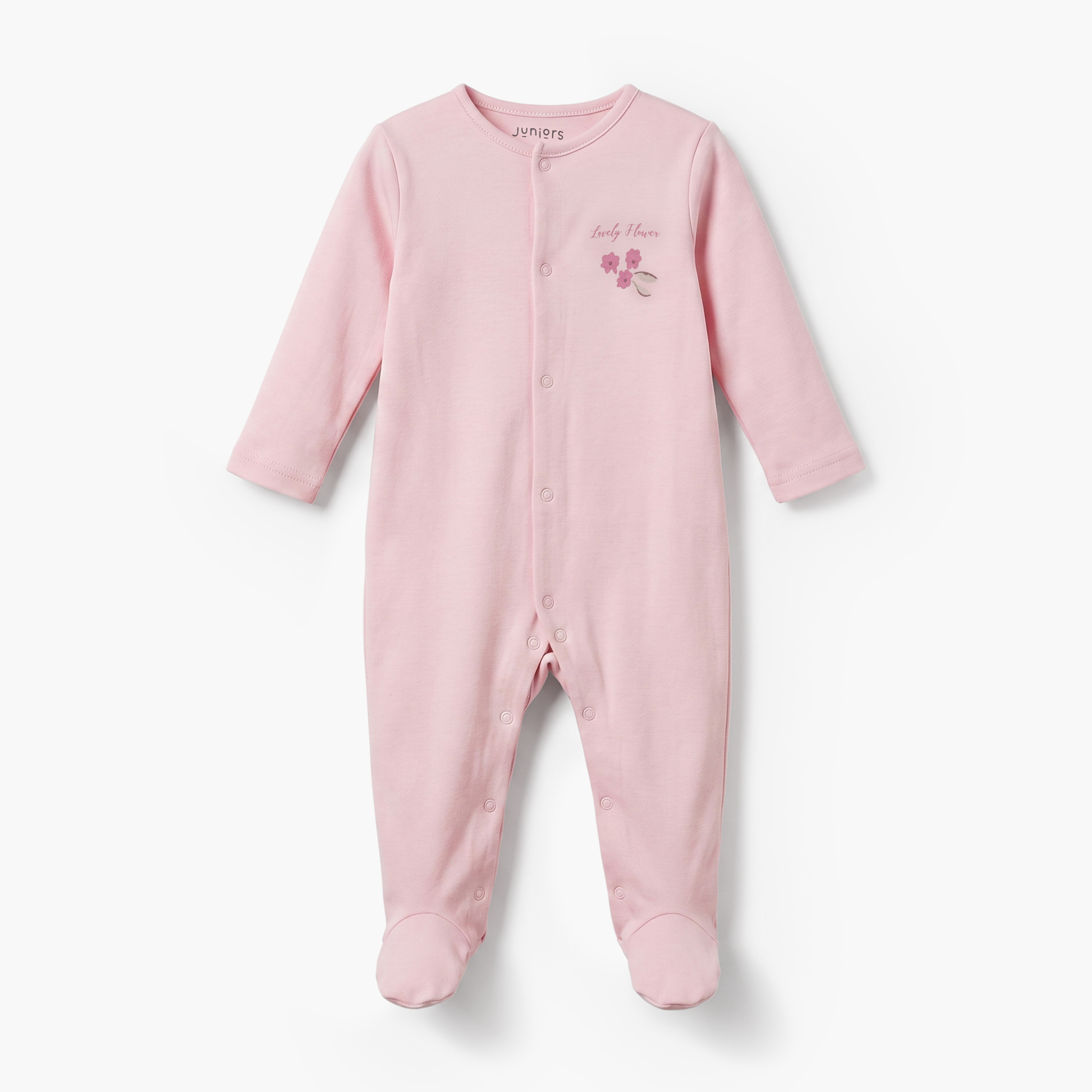 Pack of 5 Juniors Cotton Crew Neck Long Sleeves Sleepsuit with Snap Button Closure-baby-girls-clothing-nightwear-sleepsuits-image-3