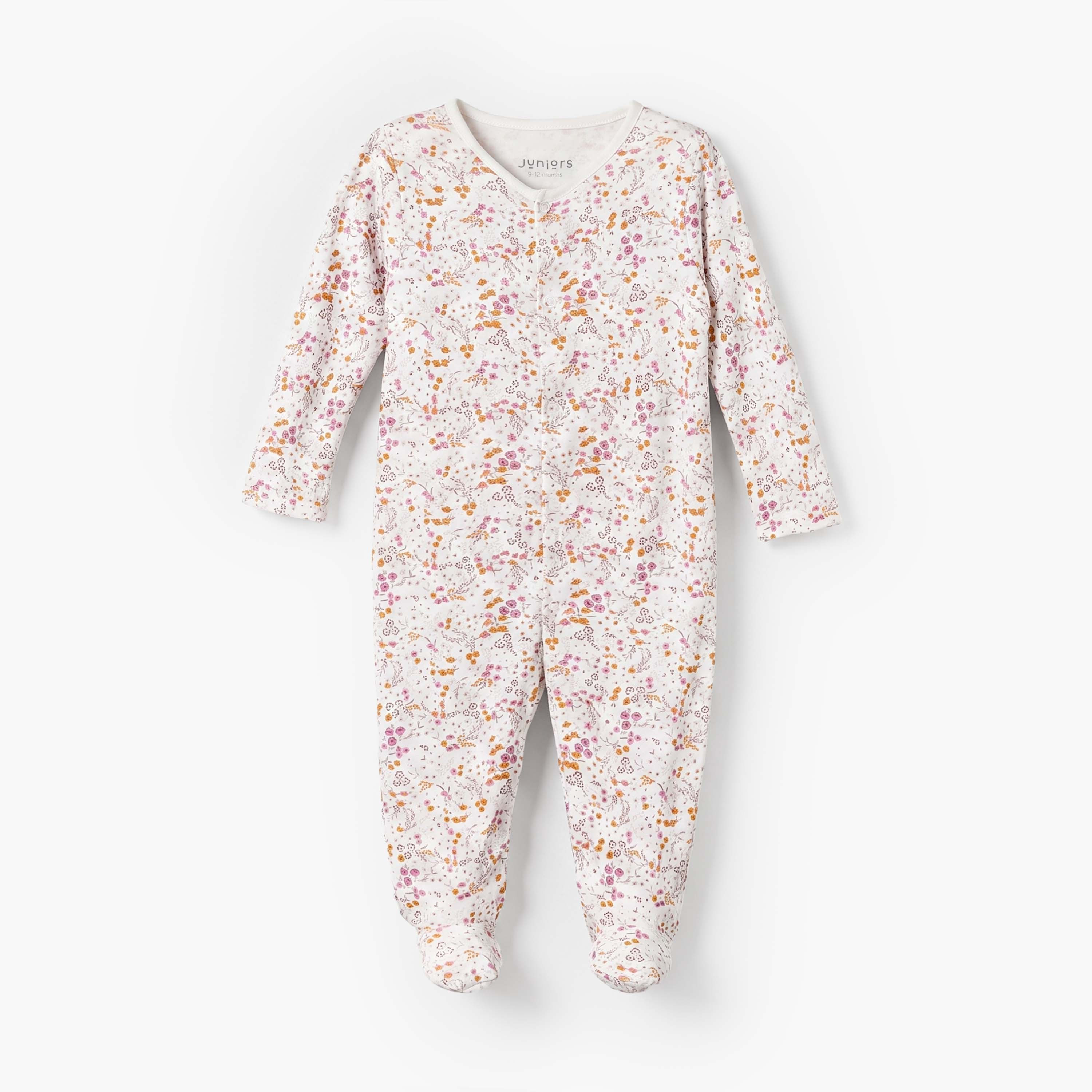 Pack of 5 Juniors Cotton Crew Neck Long Sleeves Sleepsuit with Snap Button Closure-baby-girls-clothing-nightwear-sleepsuits-image-7