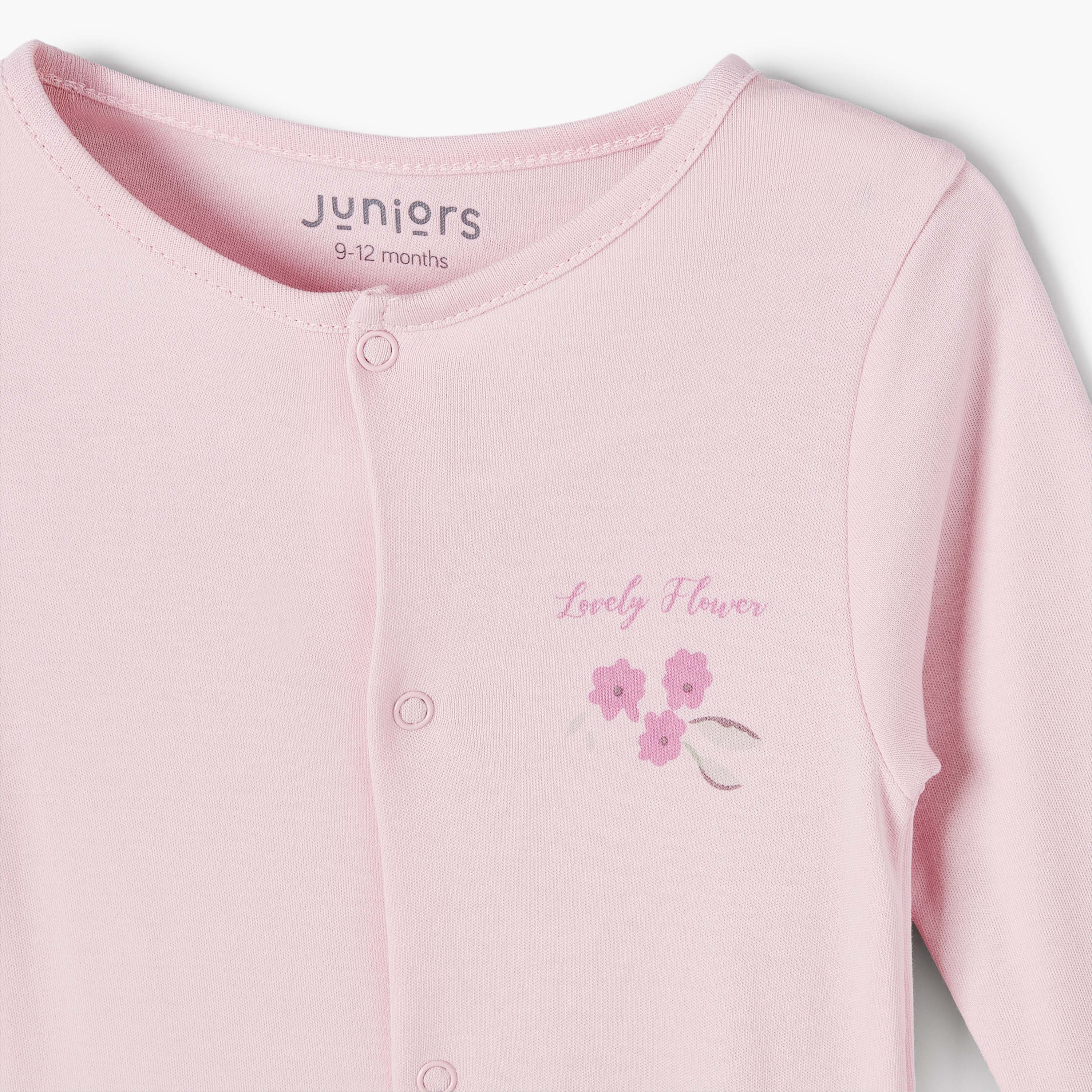Pack of 5 Juniors Cotton Crew Neck Long Sleeves Sleepsuit with Snap Button Closure-baby-girls-clothing-nightwear-sleepsuits-image-9