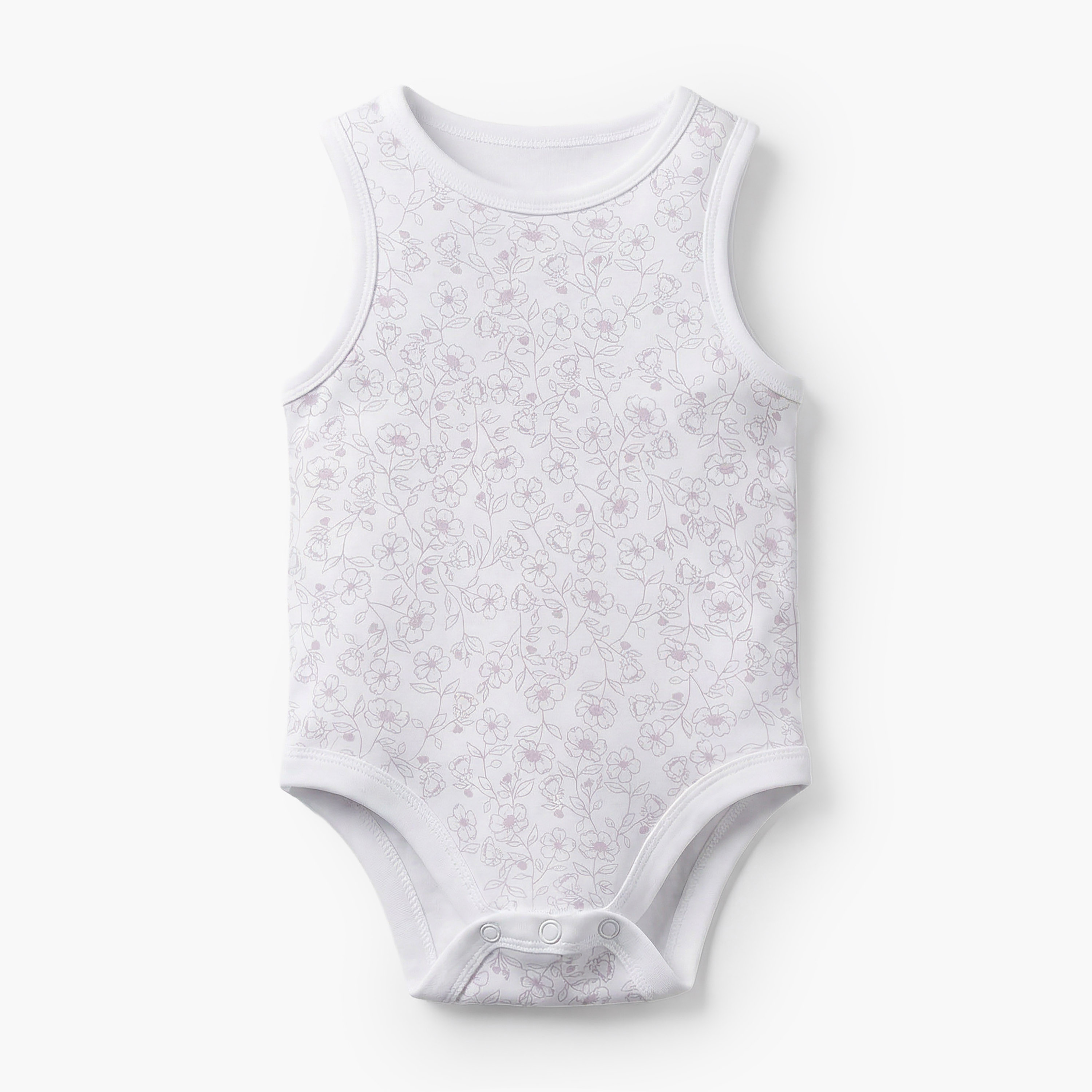 Pack of 7 Juniors Bamboo Cotton Round Neck Sleeveless Bodysuit with Floral Print-baby-girls-clothing-bodysuits-image-5
