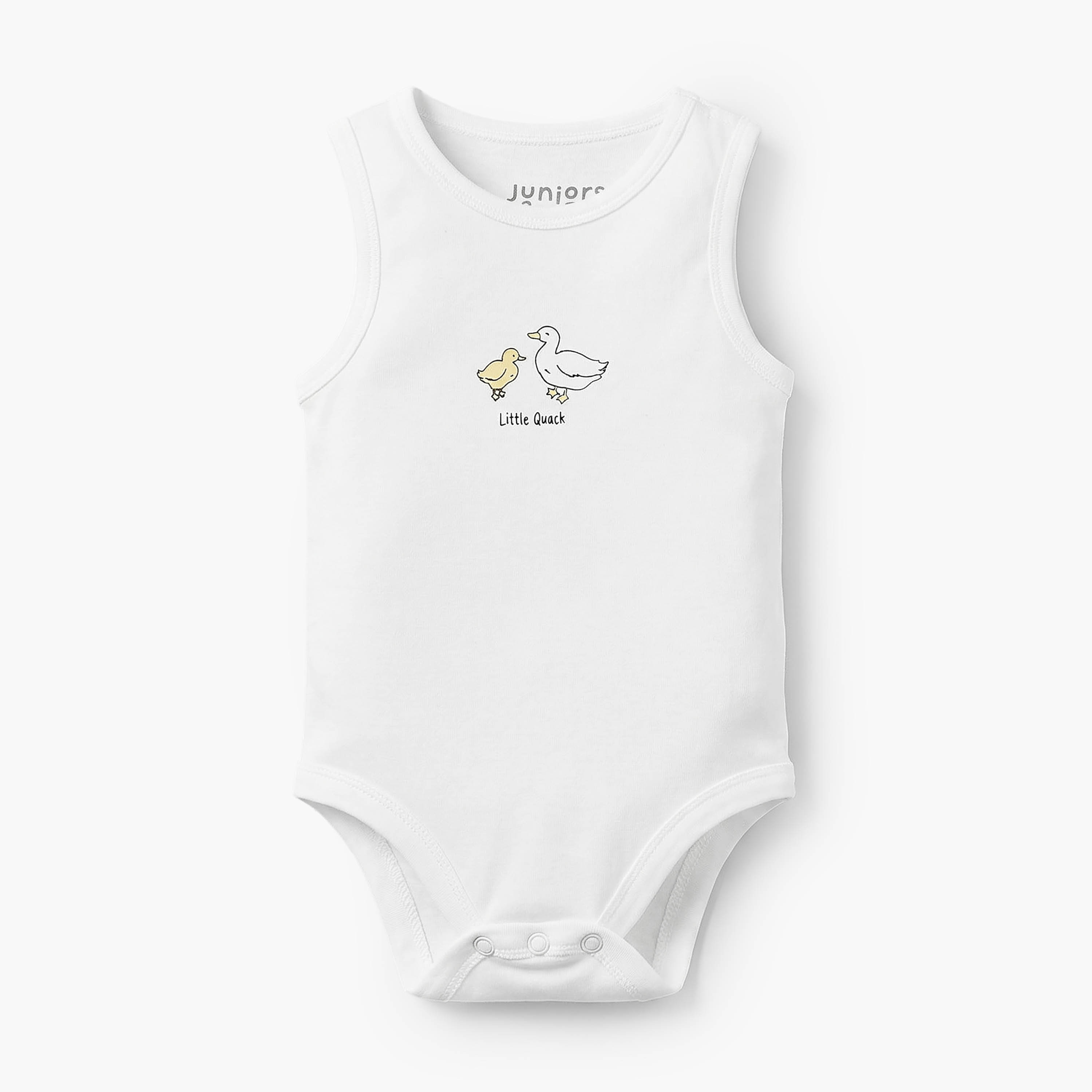 Pack of 7 Juniors Crew Neck Sleeveless Bodysuit with Duck Print-baby-boys-clothing-bodysuits-image-3