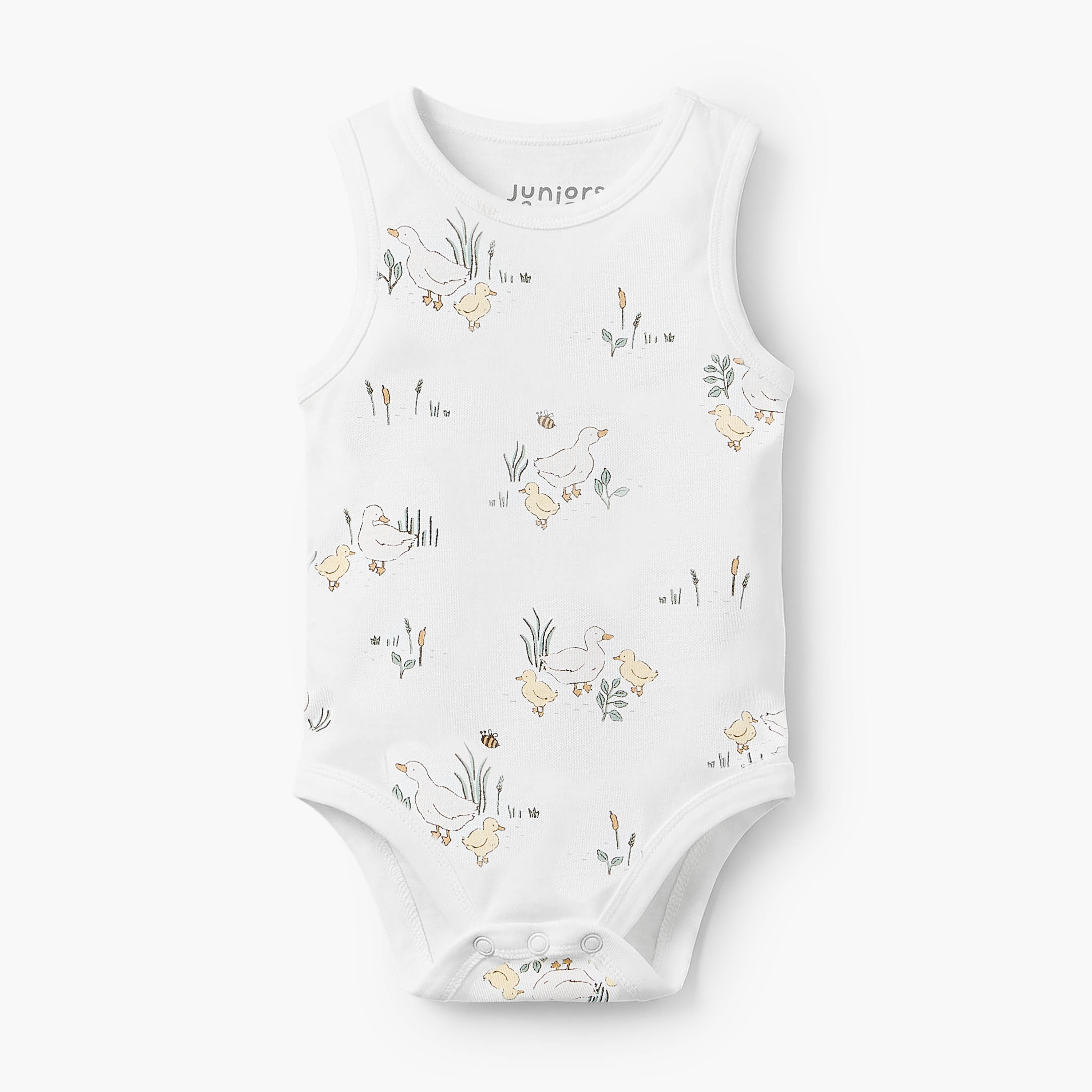 Pack of 7 Juniors Crew Neck Sleeveless Bodysuit with Duck Print-baby-boys-clothing-bodysuits-image-4