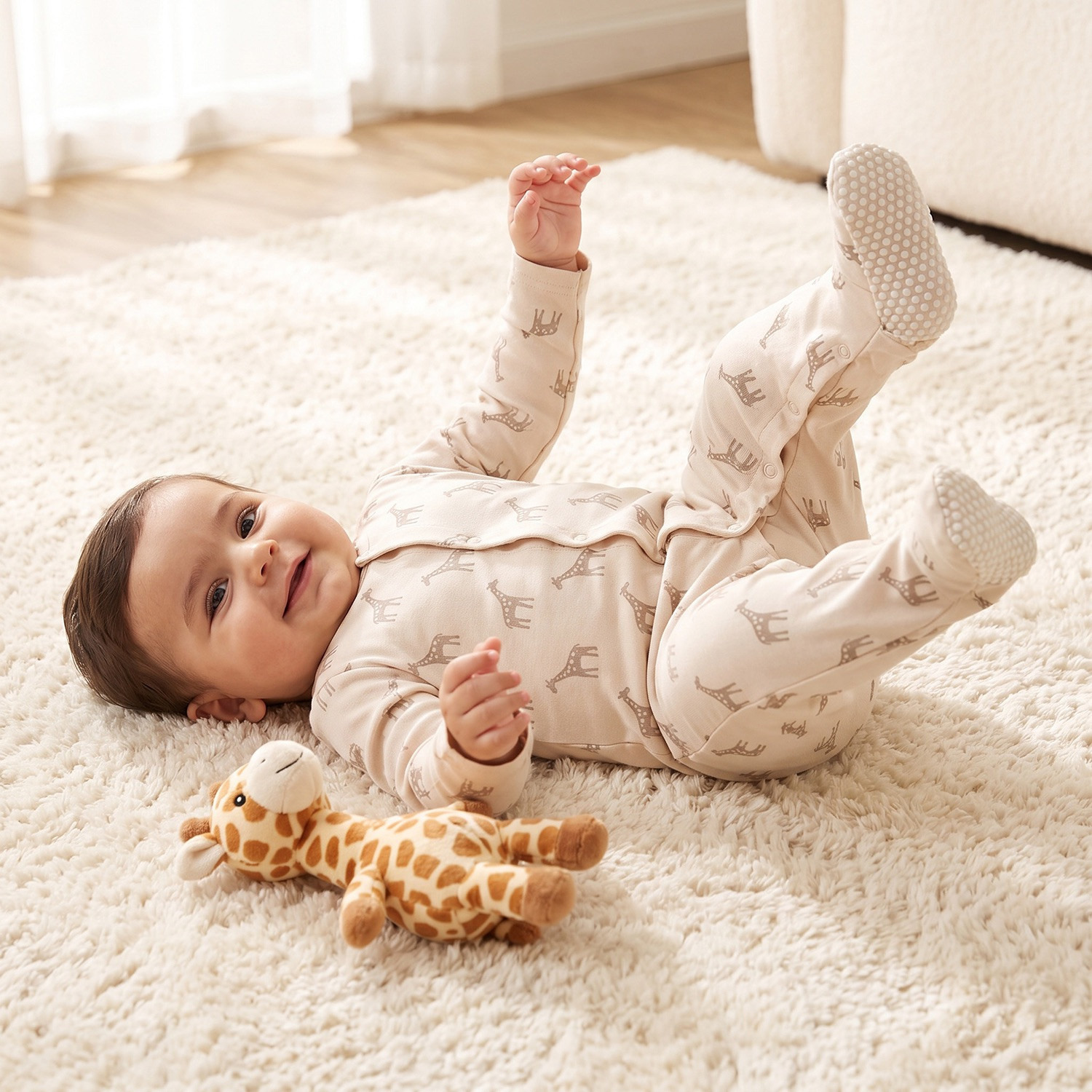 طقم بدل نوم بياقة مستديرة وأكمام طويلة بطبعة سفاري من جونيورز - 5 قطع-baby-boys-clothing-nightwear-sleepsuits-image-2