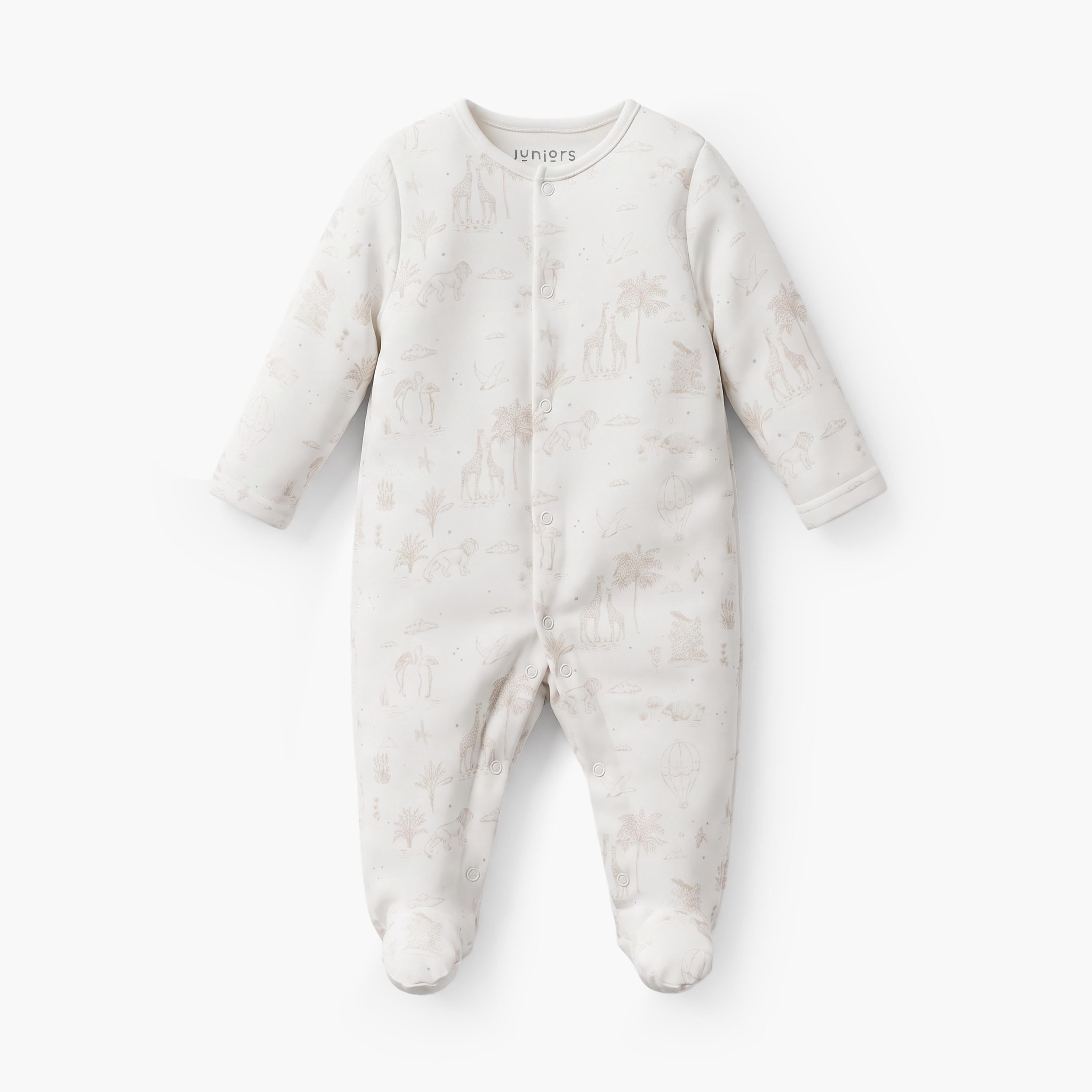 طقم بدل نوم بياقة مستديرة وأكمام طويلة بطبعة سفاري من جونيورز - 5 قطع-baby-boys-clothing-nightwear-sleepsuits-image-3