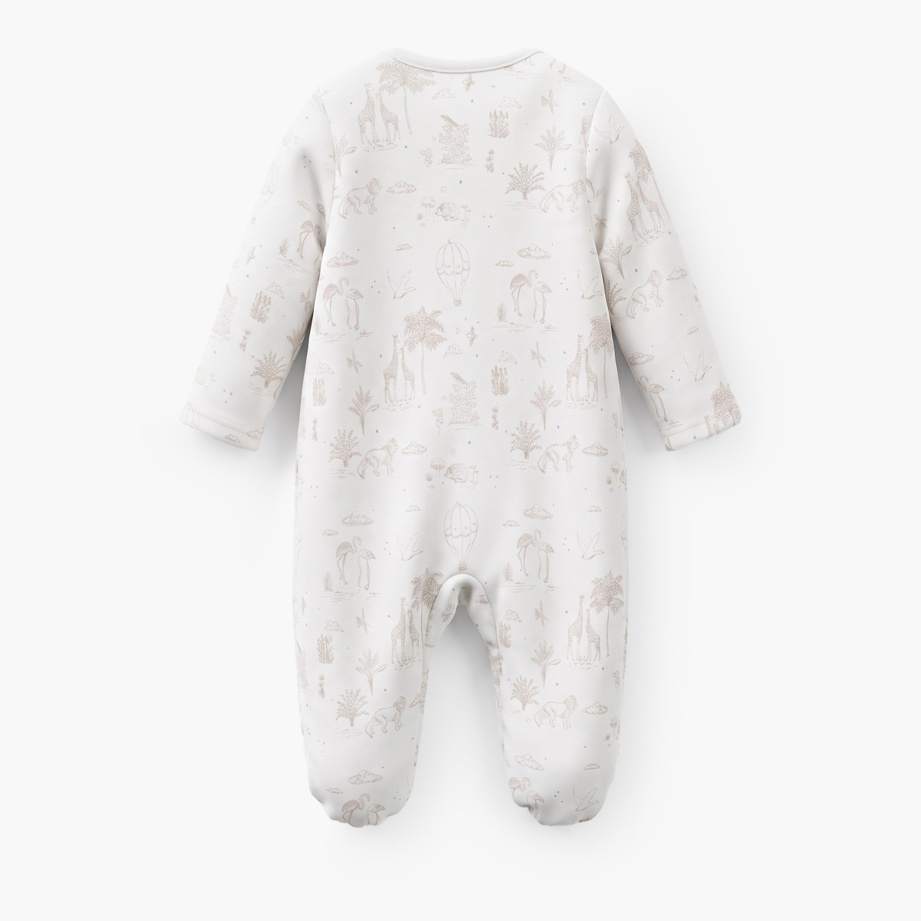 طقم بدل نوم بياقة مستديرة وأكمام طويلة بطبعة سفاري من جونيورز - 5 قطع-baby-boys-clothing-nightwear-sleepsuits-image-4