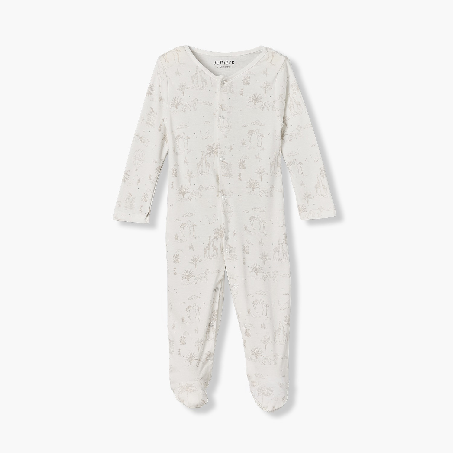 طقم بدل نوم بياقة مستديرة وأكمام طويلة بطبعة سفاري من جونيورز - 5 قطع-baby-boys-clothing-nightwear-sleepsuits-image-6
