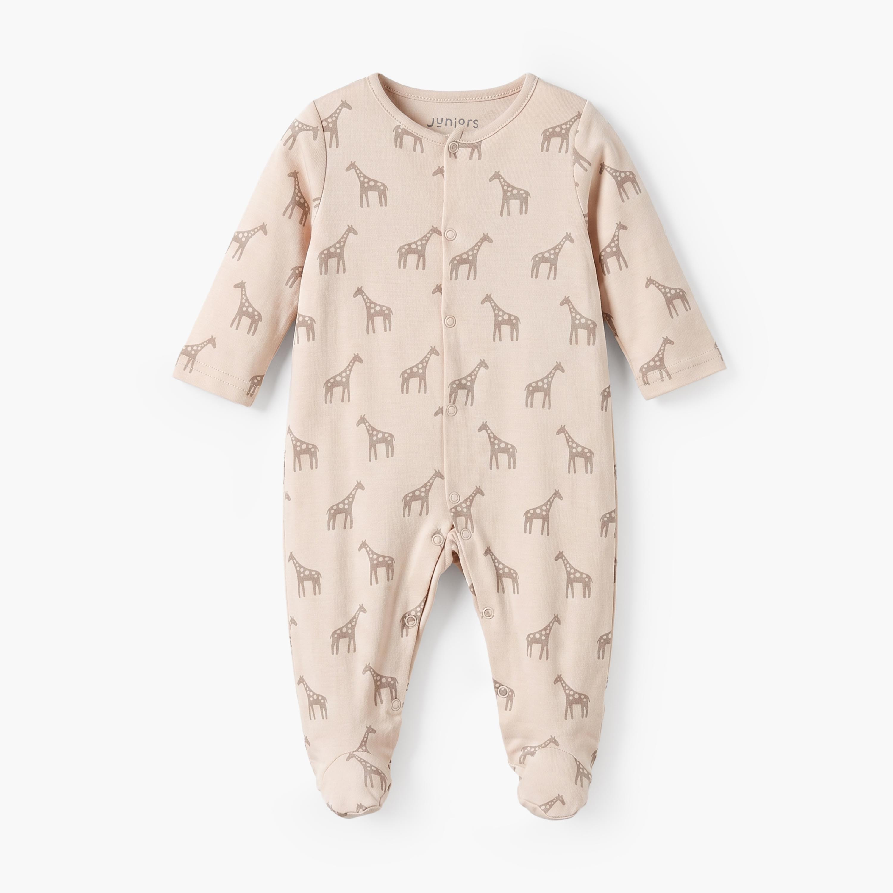 طقم بدل نوم بياقة مستديرة وأكمام طويلة بطبعة سفاري من جونيورز - 5 قطع-baby-boys-clothing-nightwear-sleepsuits-image-7
