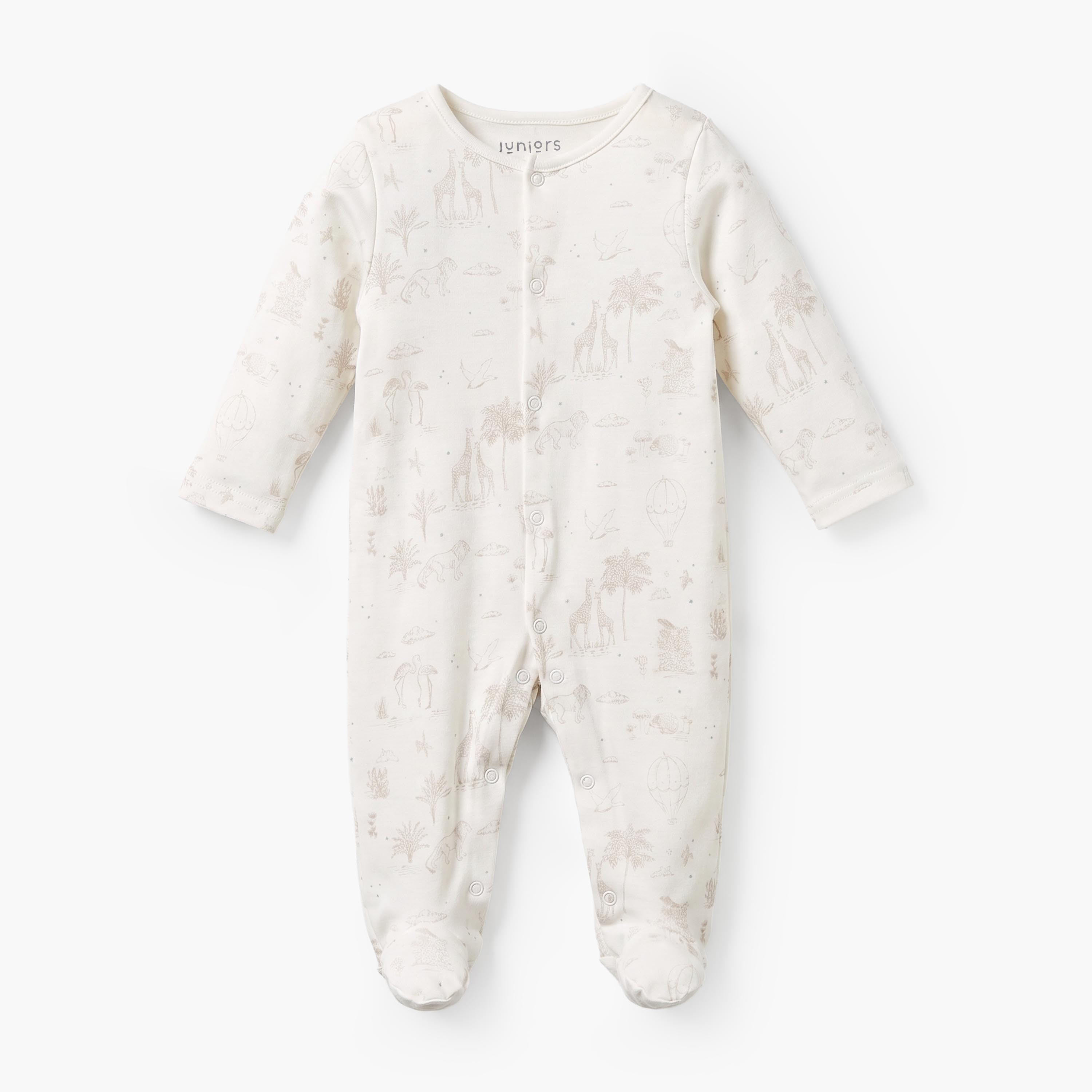 طقم بدل نوم بياقة مستديرة وأكمام طويلة بطبعة سفاري من جونيورز - 5 قطع-baby-boys-clothing-nightwear-sleepsuits-image-8