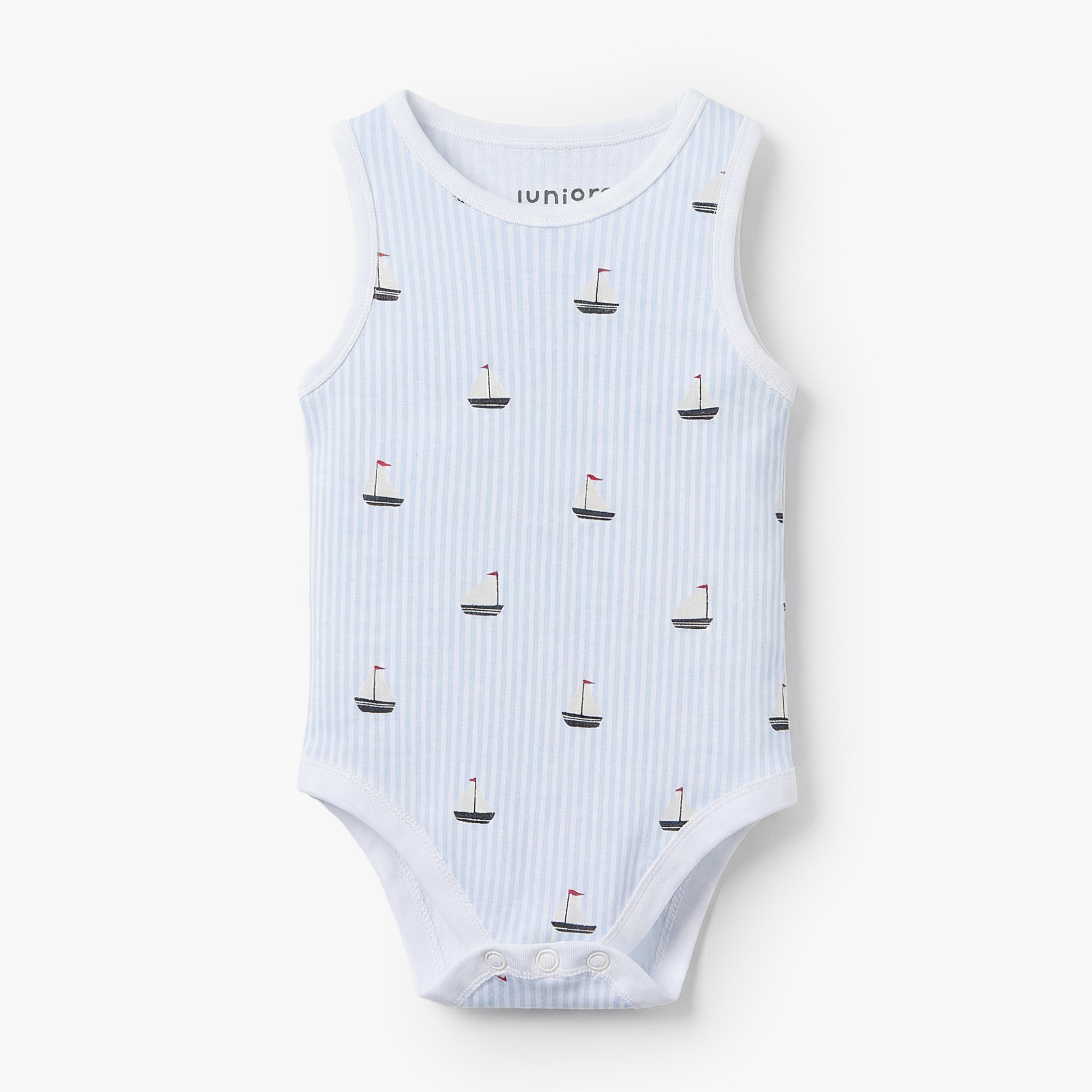 Pack of 7 Juniors Round Neck Sleeveless Bodysuit with Nautical Print-baby-boys-clothing-bodysuits-image-3