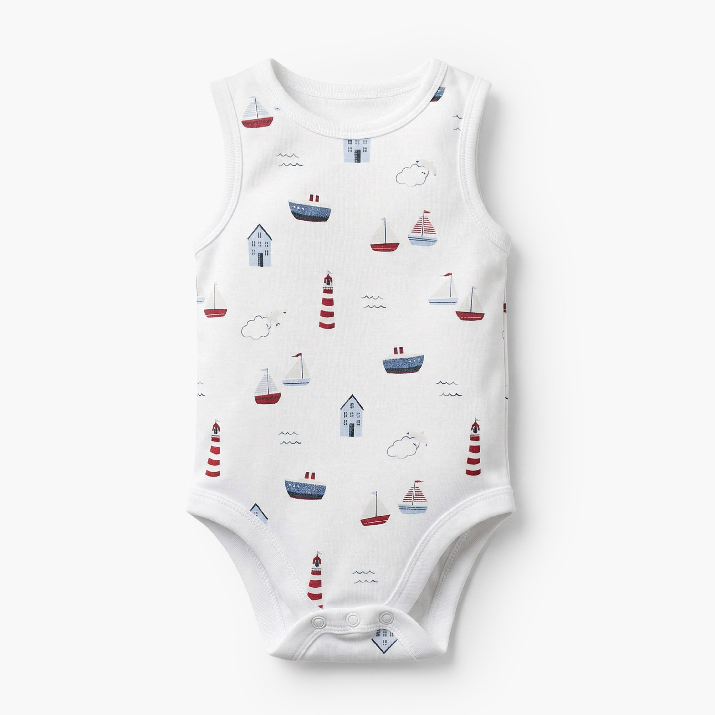 Pack of 7 Juniors Round Neck Sleeveless Bodysuit with Nautical Print-baby-boys-clothing-bodysuits-image-4
