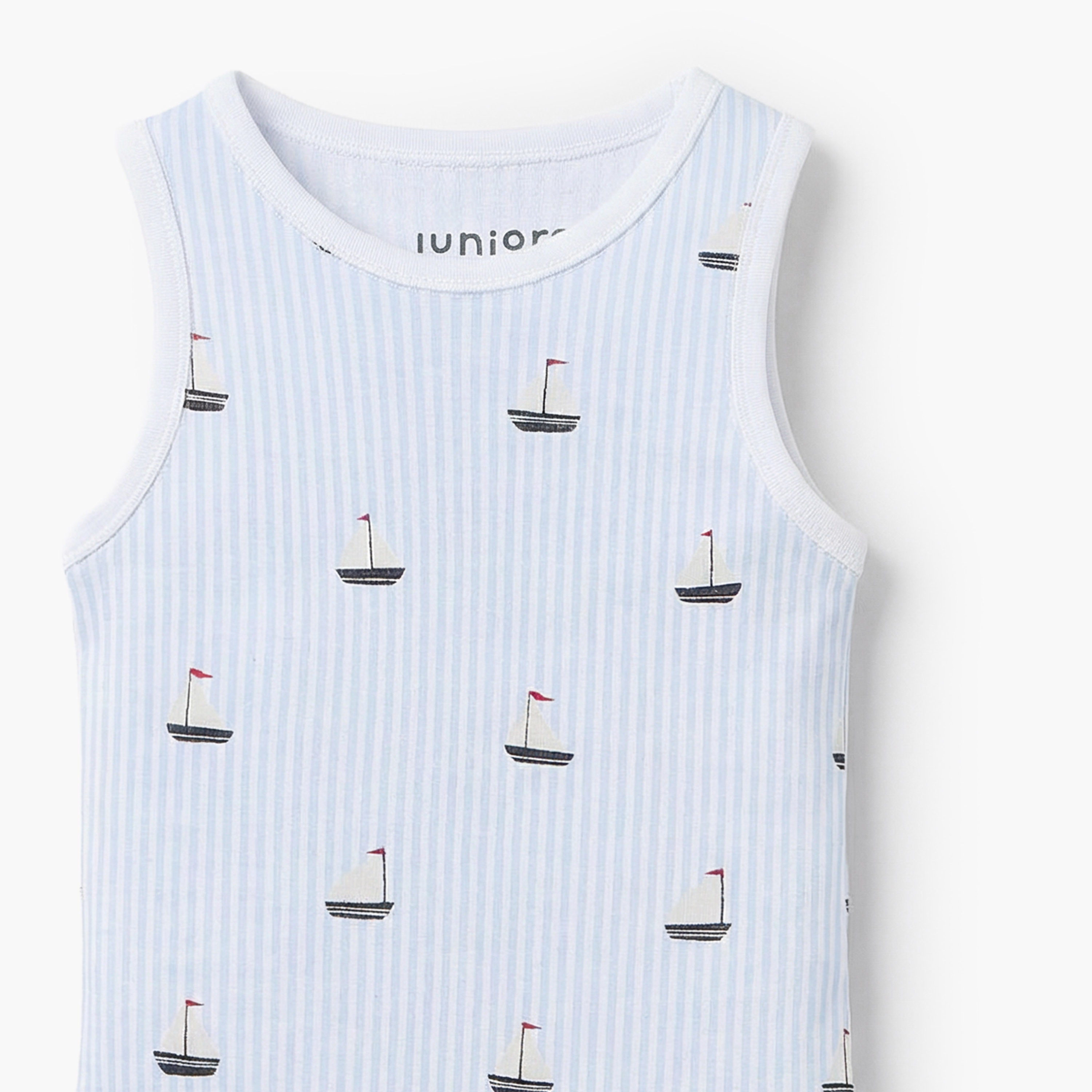 Pack of 7 Juniors Round Neck Sleeveless Bodysuit with Nautical Print-baby-boys-clothing-bodysuits-image-8