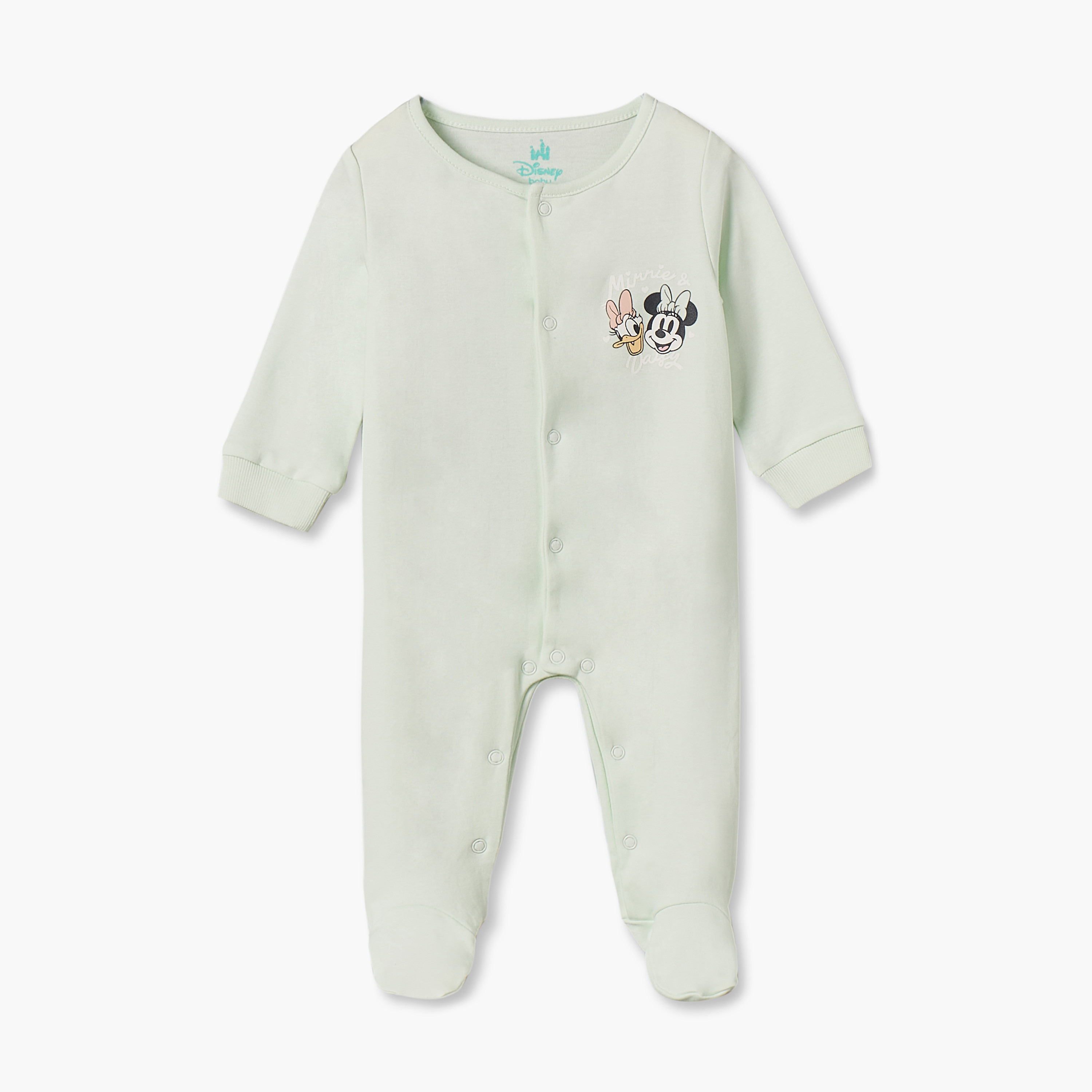 بدلات نوم قطن بطبعات ميني ماوس وياقة ضيقة وأكمام طويلة من ديزني - عبوة 3 قطع-baby-girls-clothing-nightwear-sleepsuits-image-3