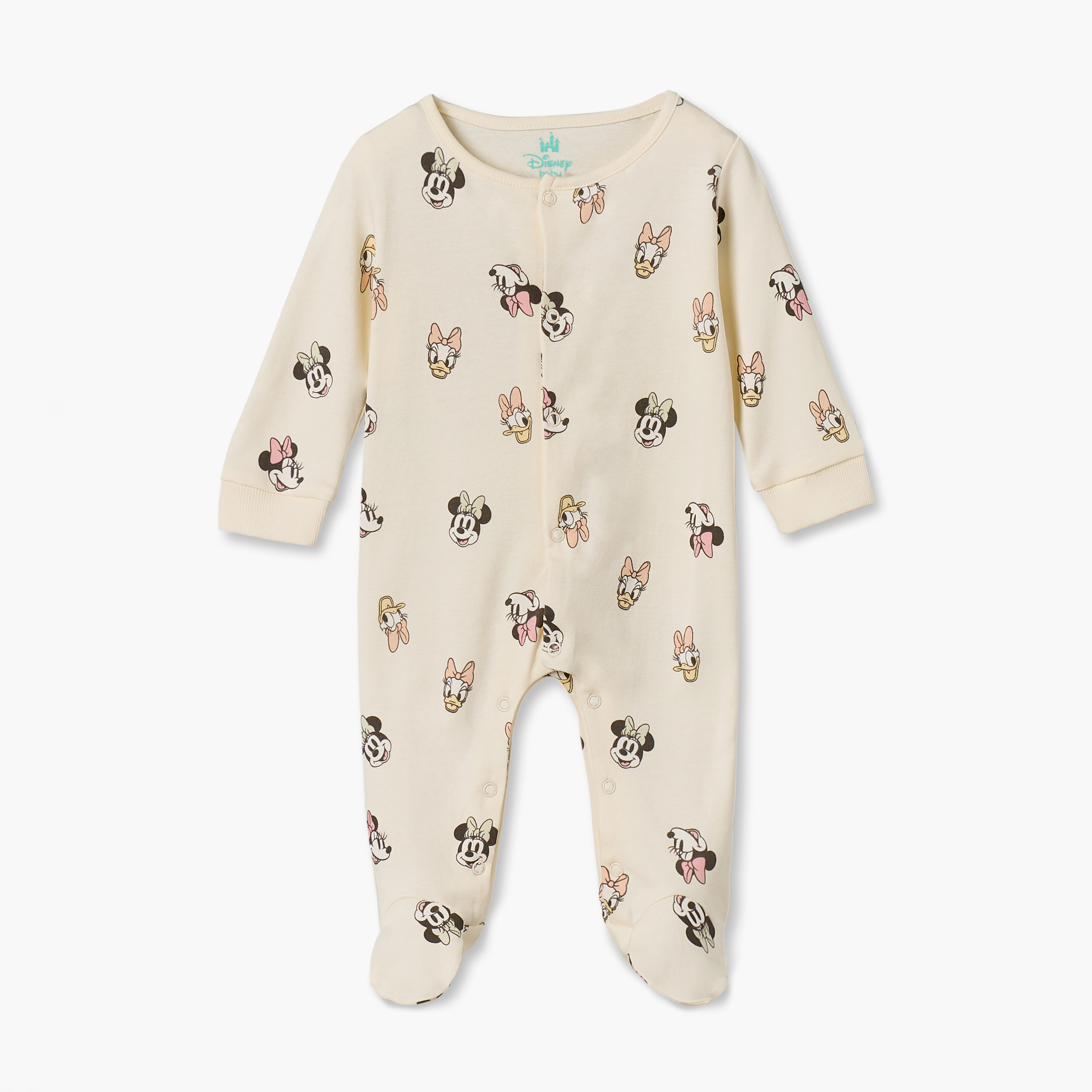 بدلات نوم قطن بطبعات ميني ماوس وياقة ضيقة وأكمام طويلة من ديزني - عبوة 3 قطع-baby-girls-clothing-nightwear-sleepsuits-image-4