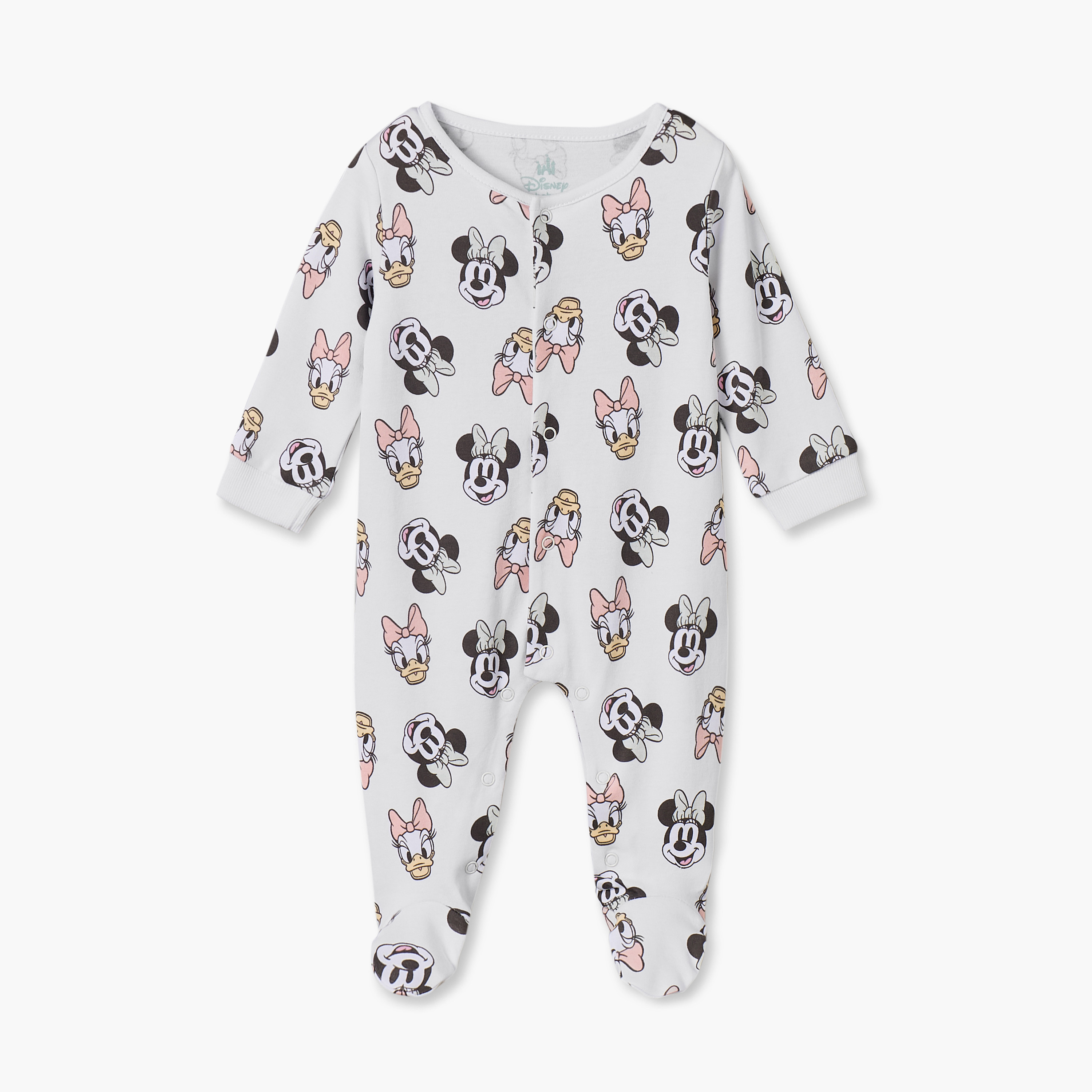 بدلات نوم قطن بطبعات ميني ماوس وياقة ضيقة وأكمام طويلة من ديزني - عبوة 3 قطع-baby-girls-clothing-nightwear-sleepsuits-image-5