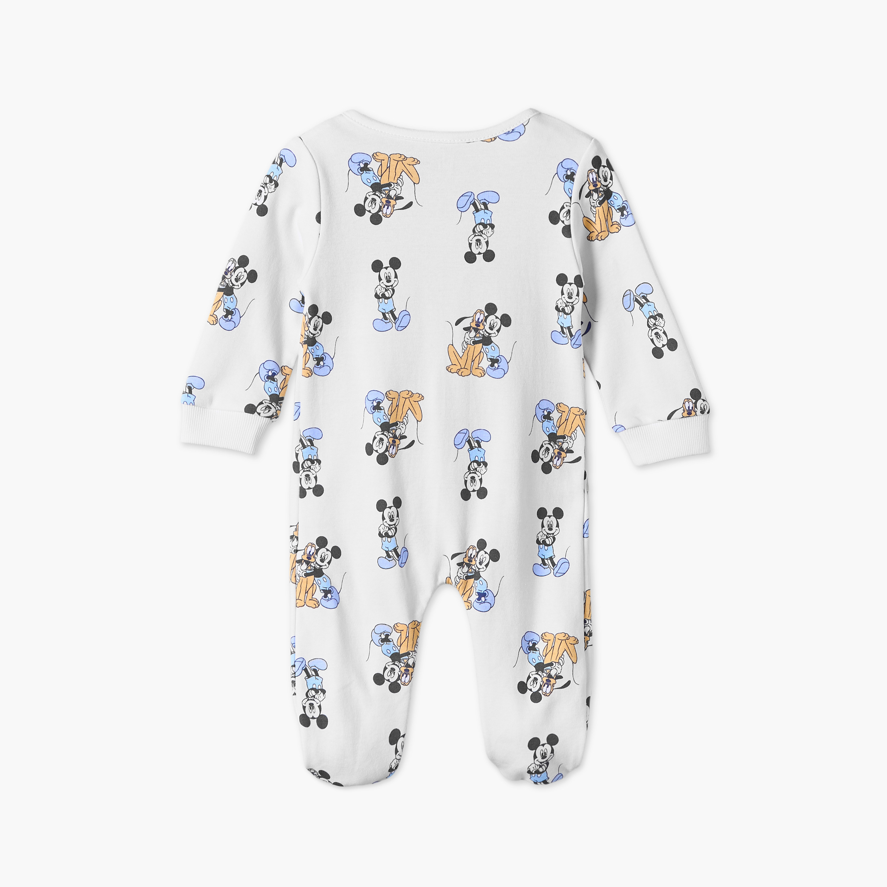 Pack of 3 Disney Cotton Round Neck Long Sleeves Sleepsuits with Mickey and Goofy Print-baby-boys-clothing-nightwear-sleepsuits-image-6