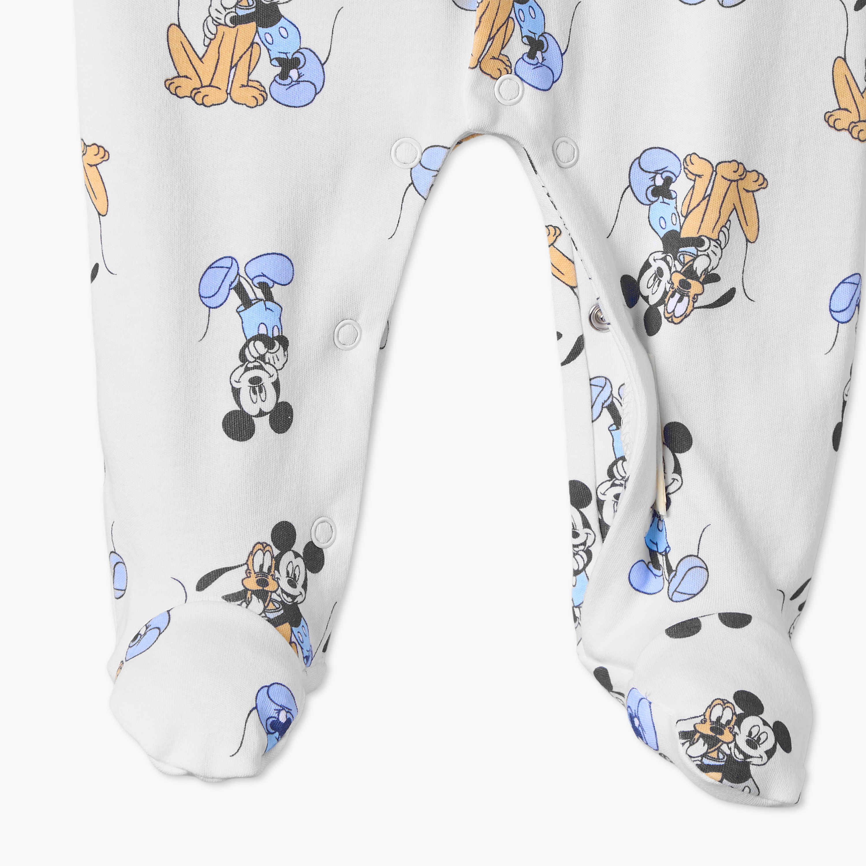 Pack of 3 Disney Cotton Round Neck Long Sleeves Sleepsuits with Mickey and Goofy Print-baby-boys-clothing-nightwear-sleepsuits-image-8