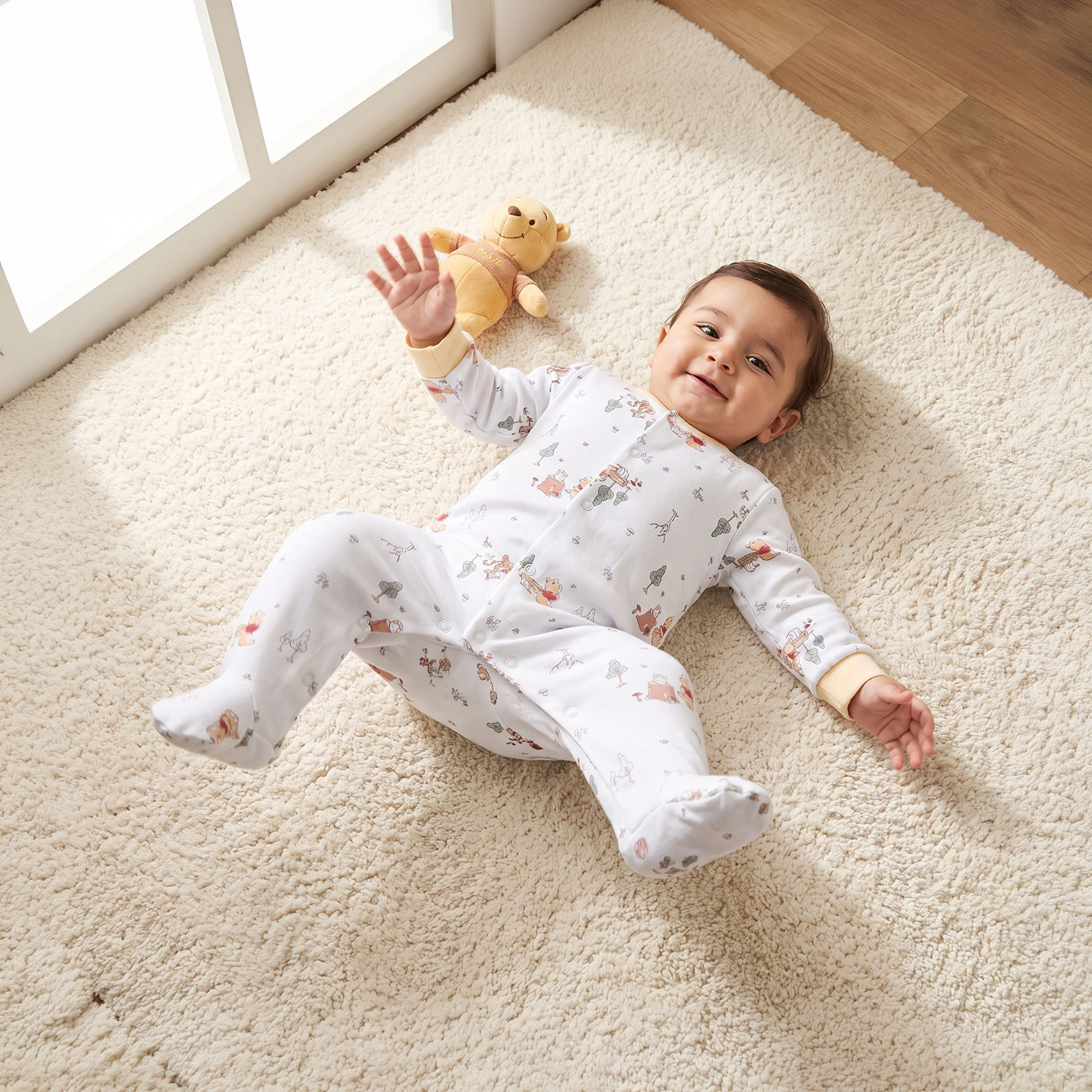 Pack of 3 Disney Cotton Round Neck Long Sleeves Sleepsuits with Winnie The Pooh Print-baby-boys-clothing-nightwear-sleepsuits-image-2