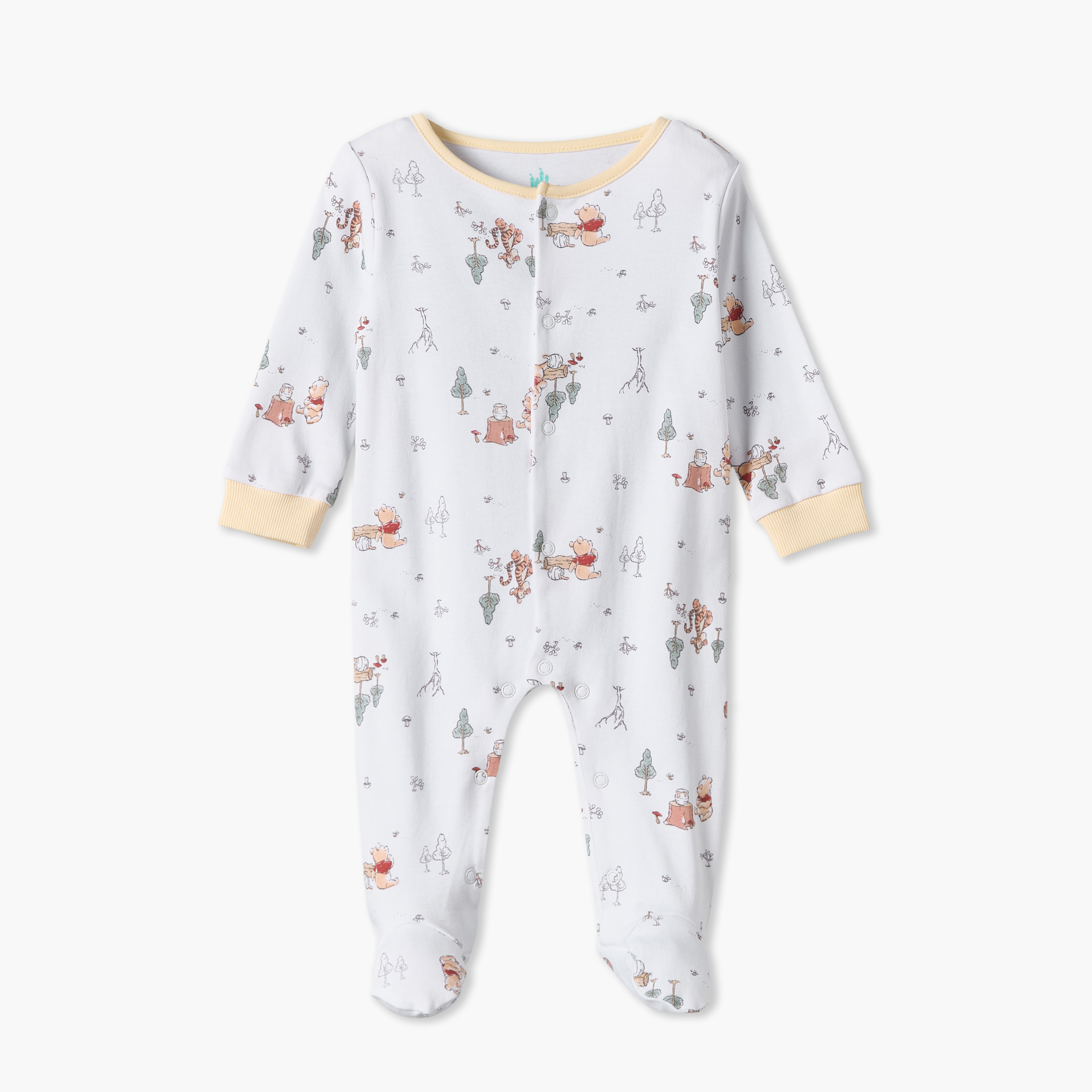 Pack of 3 Disney Cotton Round Neck Long Sleeves Sleepsuits with Winnie The Pooh Print-baby-boys-clothing-nightwear-sleepsuits-image-5