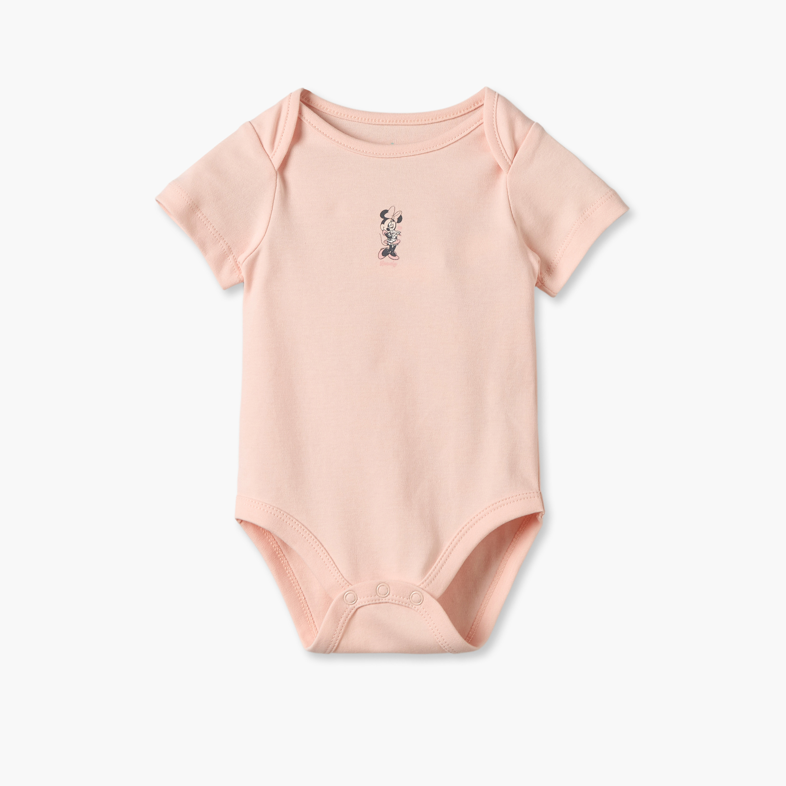 Pack of 4 Disney Cotton Round Neck Short Sleeves Bodysuit with Minnie Mouse Print-baby-girls-clothing-bodysuits-image-3