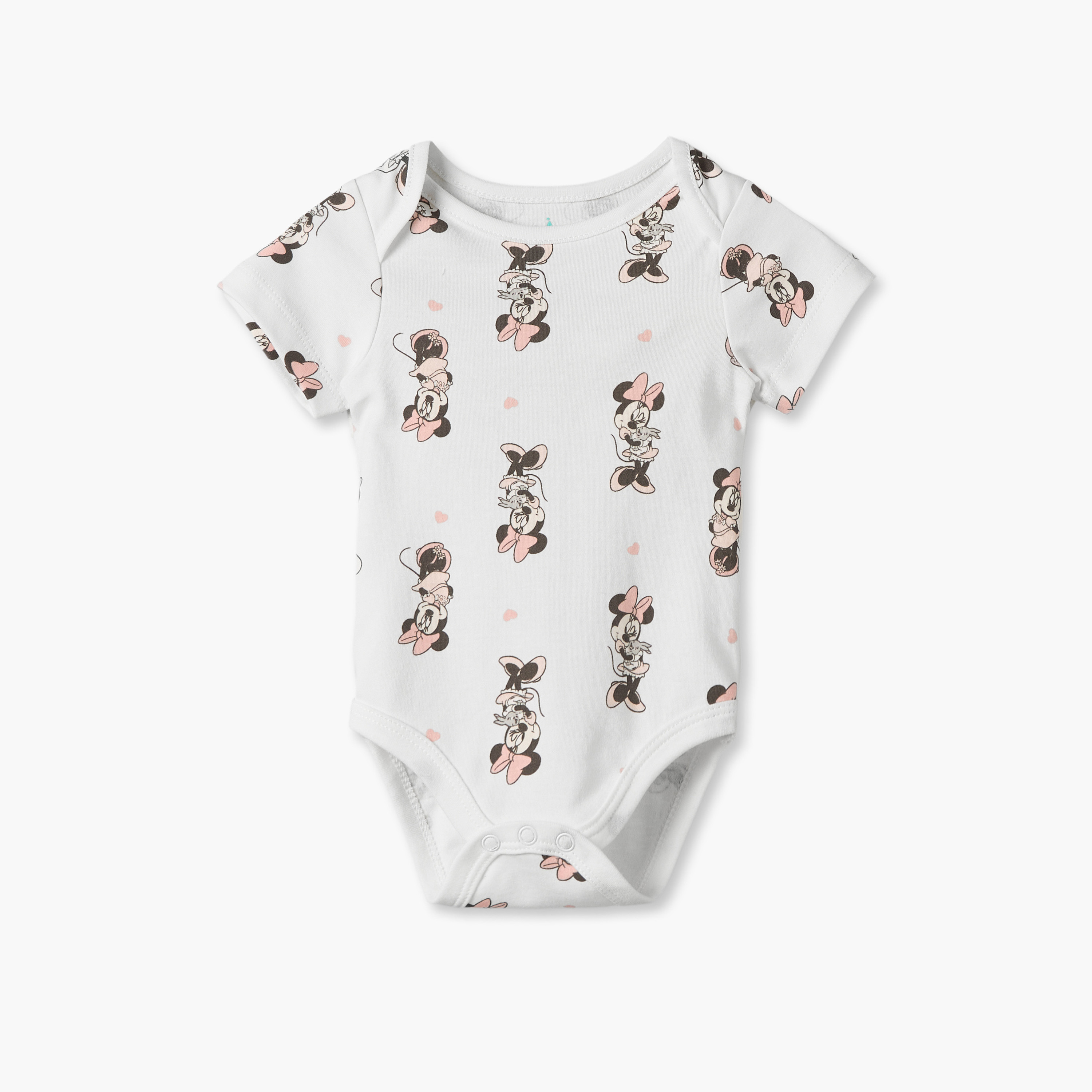 Pack of 4 Disney Cotton Round Neck Short Sleeves Bodysuit with Minnie Mouse Print-baby-girls-clothing-bodysuits-image-4