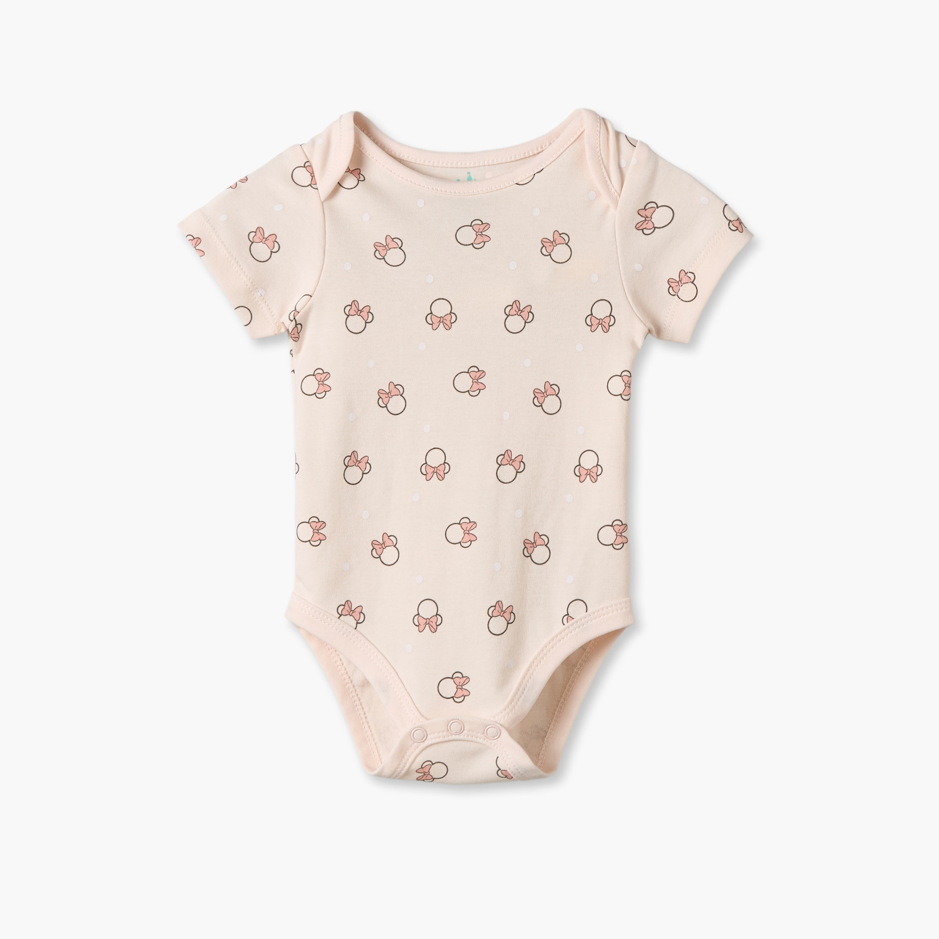 Pack of 4 Disney Cotton Round Neck Short Sleeves Bodysuit with Minnie Mouse Print-baby-girls-clothing-bodysuits-image-5