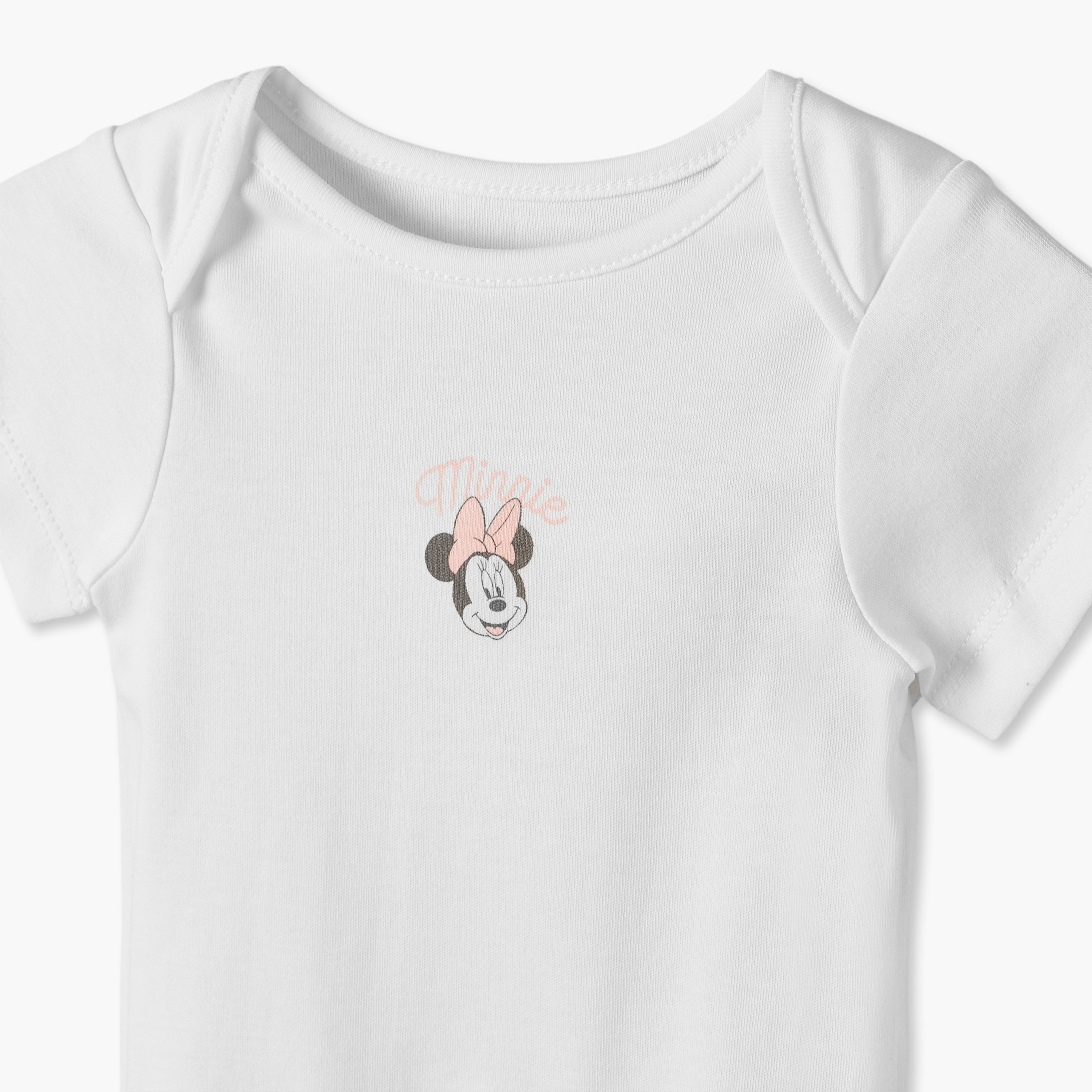Pack of 4 Disney Cotton Round Neck Short Sleeves Bodysuit with Minnie Mouse Print-baby-girls-clothing-bodysuits-image-8